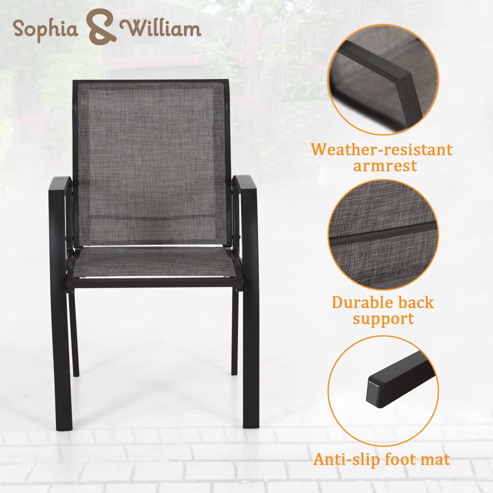 Sophia & William 4-Piece Aluminum Patio Dining Chairs Set - Lightweight Outdoor Chairs for Garden, Backyard, Poolside - All-Weather Resistant Furniture for Patio, Lawn & Outdoor Entertaining