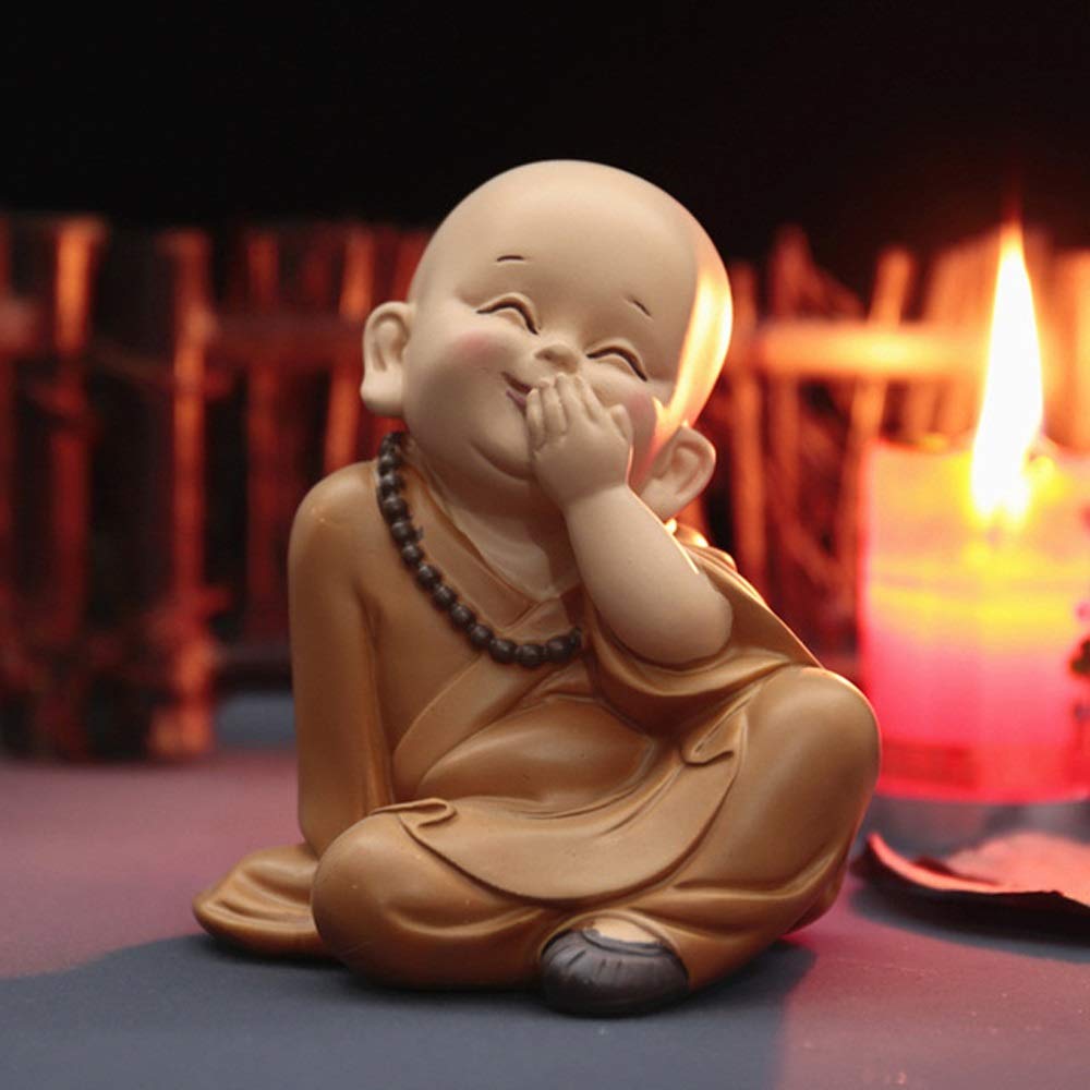 Handmade Buddhist Small Monk Statue - GANFANREN Meditation Figurine Sculpture for Home Decor, Car Blessing, Wedding & Engagement Gift (Style1) - Perfect for Zen Decor, Spiritual Spaces & Mindful Living