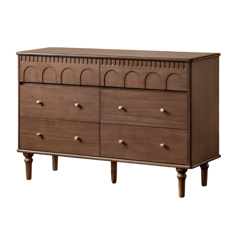48.4x15.7x31.5 inch / 123x40x80 cm / rich dark walnut color / 6-drawer cabinet