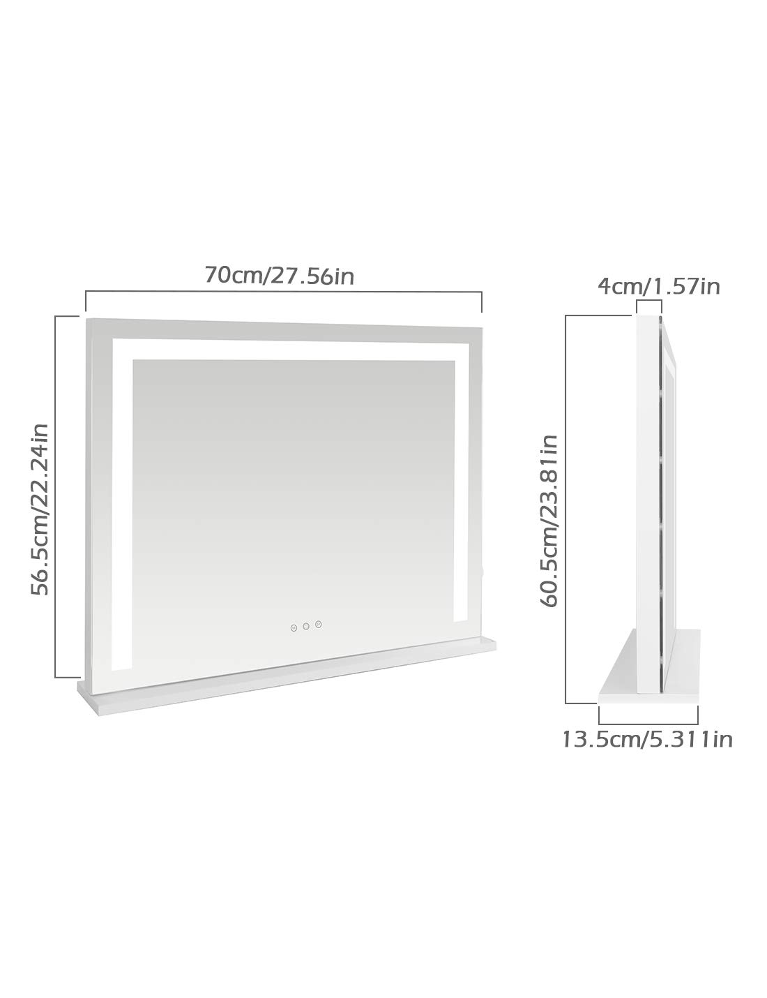 iCREAT Hollywood Vanity Mirror with LED Strip Lights - 27.56x22.24 Inch Lighted Makeup Mirror with Smart Touch Control, Wall Mount or Tabletop Dressing Mirror (White) - Perfect for Home Beauty Salon, Bedroom Makeup Station & Professional Cosmetics Application