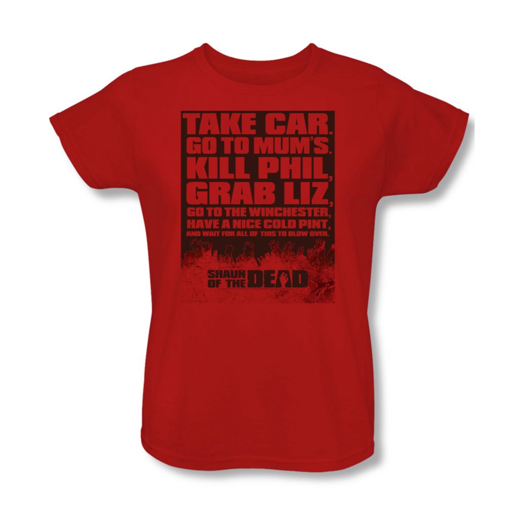 Shaun of The Dead Women's Graphic T-Shirt - Red, Large Size | Funny Movie Tee for Halloween, Cosplay & Casual Wear