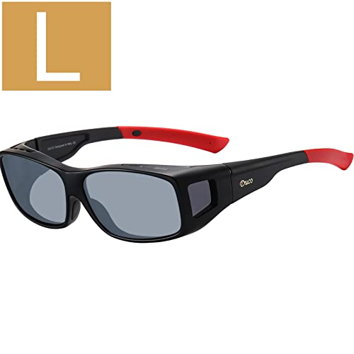 L Size Black Frame Red Temple Grey Lens