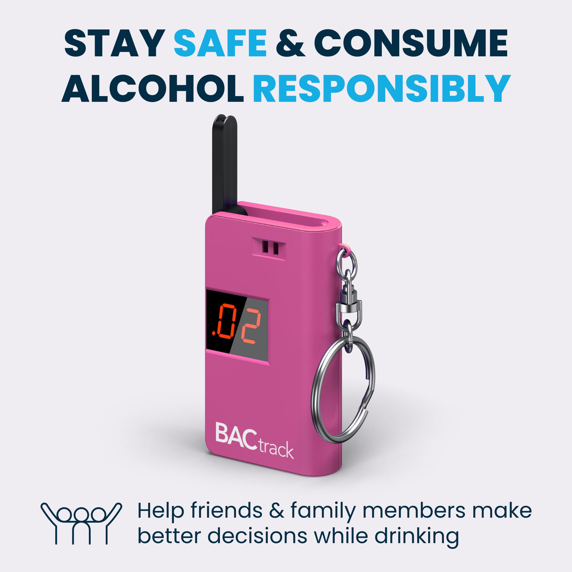 BACtrack Keychain Breathalyzer (Pink) with 20 Disposable Mouthpieces - Portable Alcohol Tester for Personal & Professional Use - Perfect for Parties, Events, and Workplace Safety