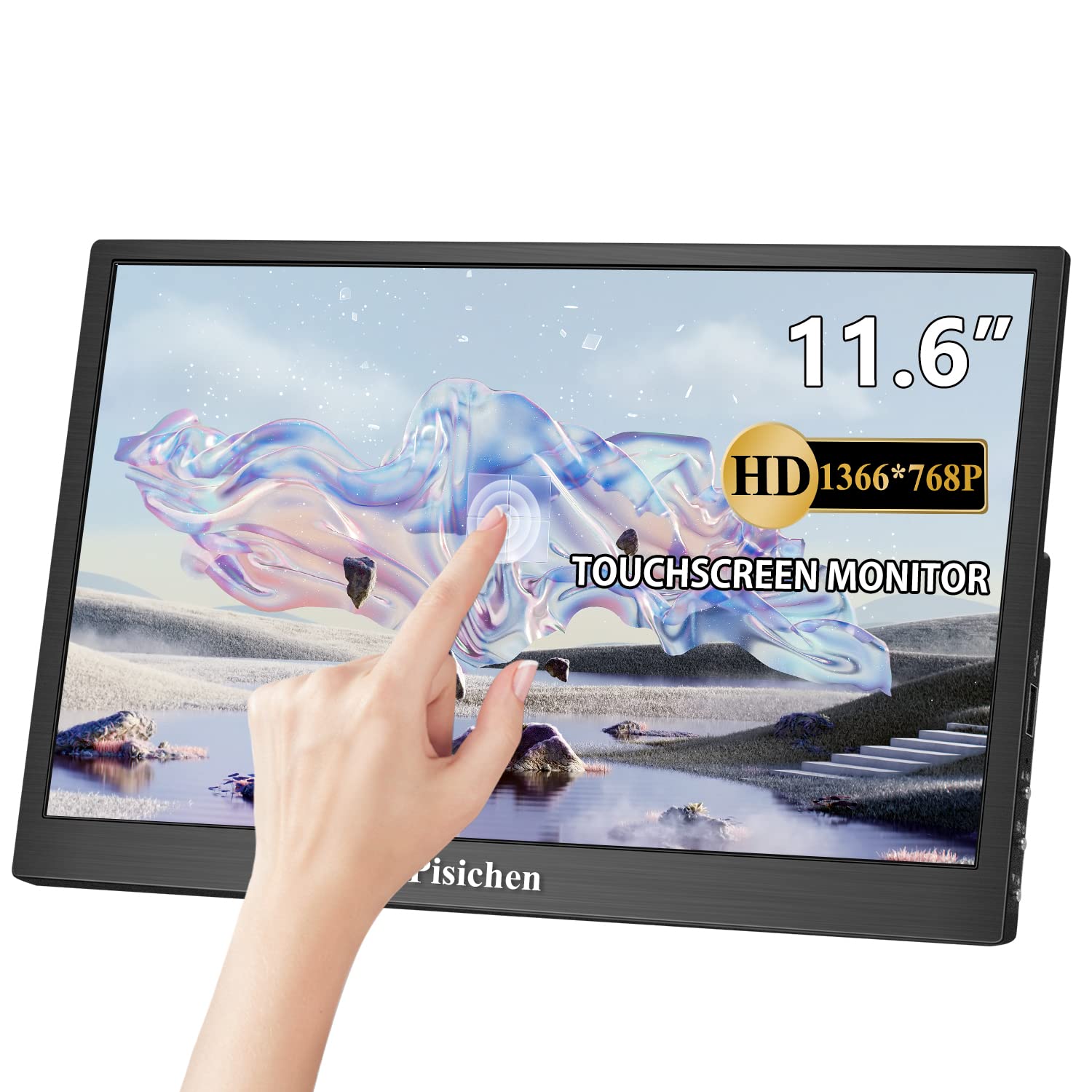 11.6 Inch Portable Touchscreen Monitor - Full HD 1366x768 IPS Display with USB-C & HDMI - Slim Lightweight Second Screen for Laptop, PC, Phone - Perfect for Remote Work, Gaming, and Travel