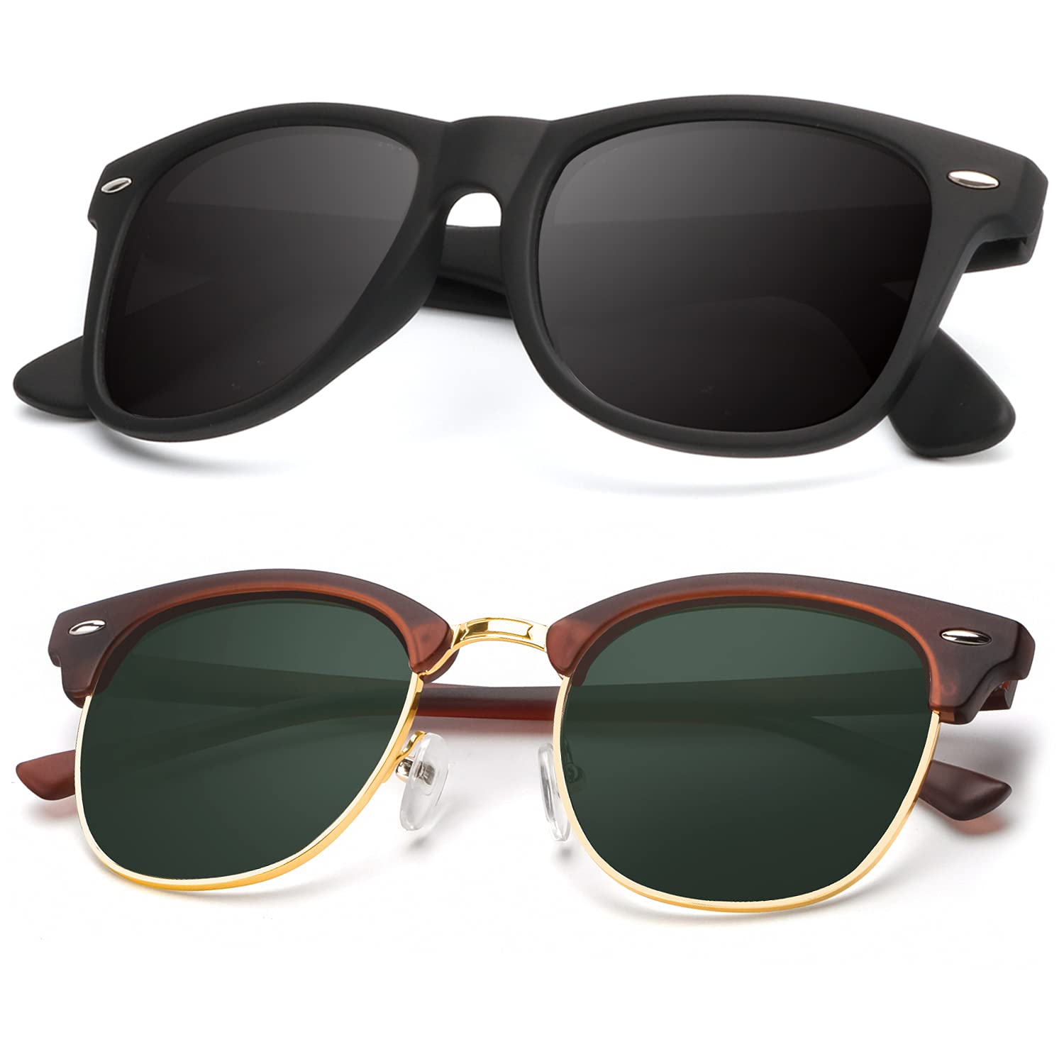 Polarized Sunglasses for Men & Women - UV Protection, Semi-Rimless Frame, Lightweight Driving Shades - Perfect for Outdoor Sports, Beach, and Road Trips