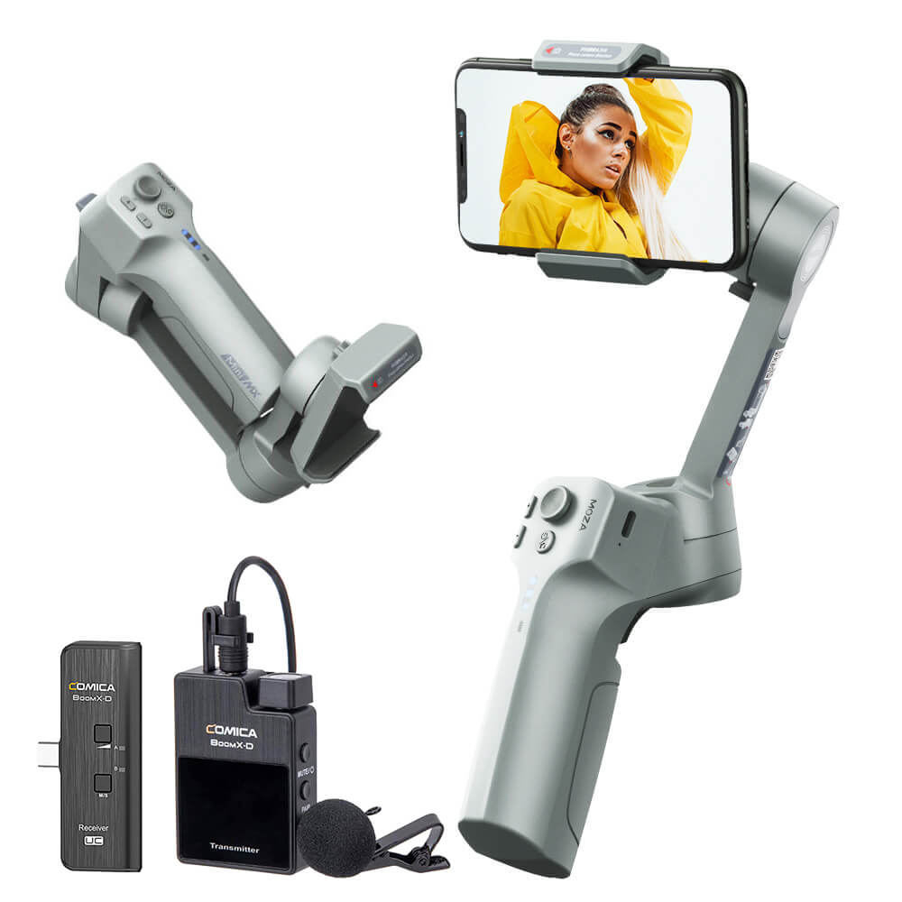 Moza Mini MX Smartphone Gimbal Stabilizer with BoomX D UC1 - 3-Axis Anti-Shake Handheld Stabilizer for iPhone & Android - Perfect for Vlogging, Live Streaming & Travel Videos (Clearance Sale)