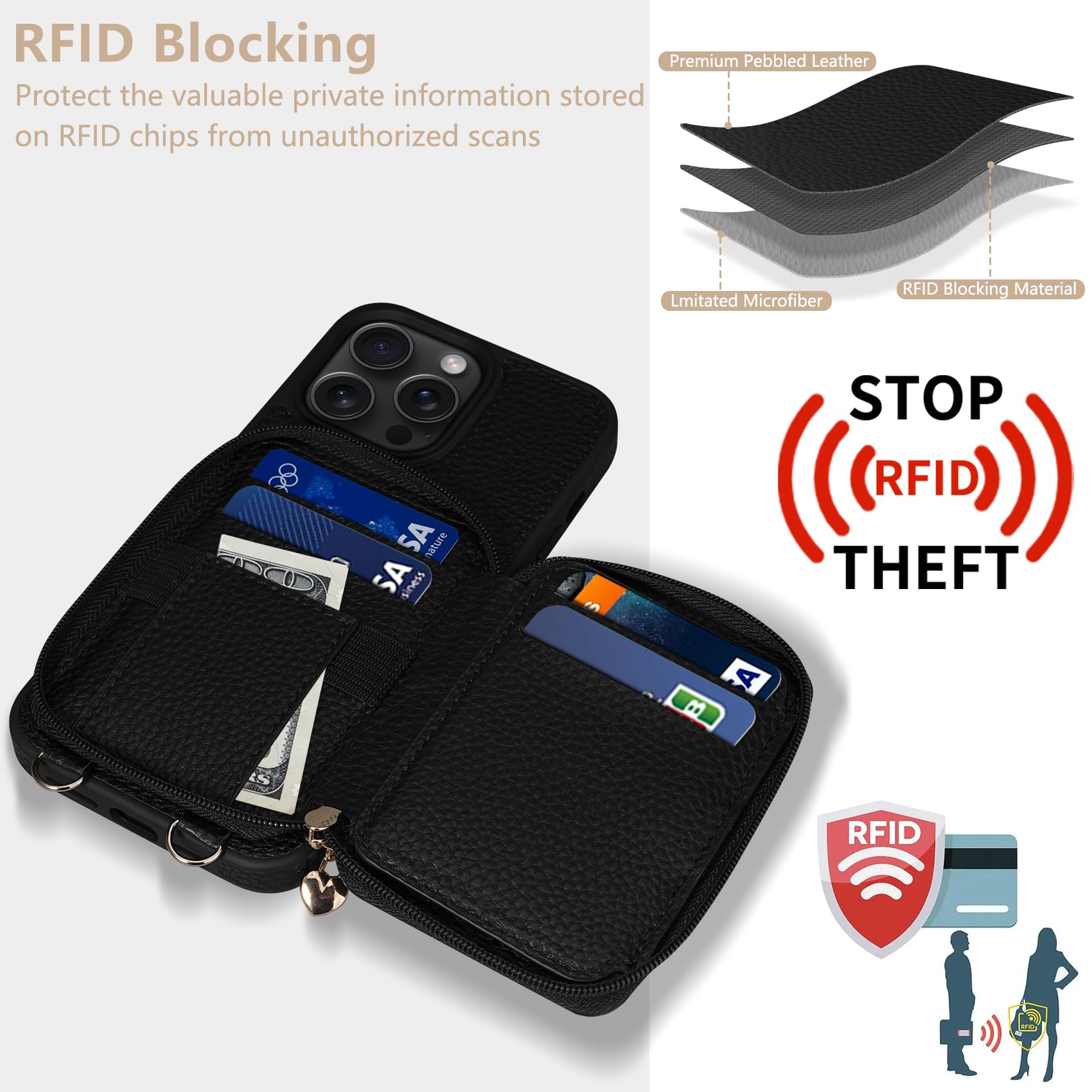 Keallce Leather Wallet Case for iPhone 16 Pro 6.3