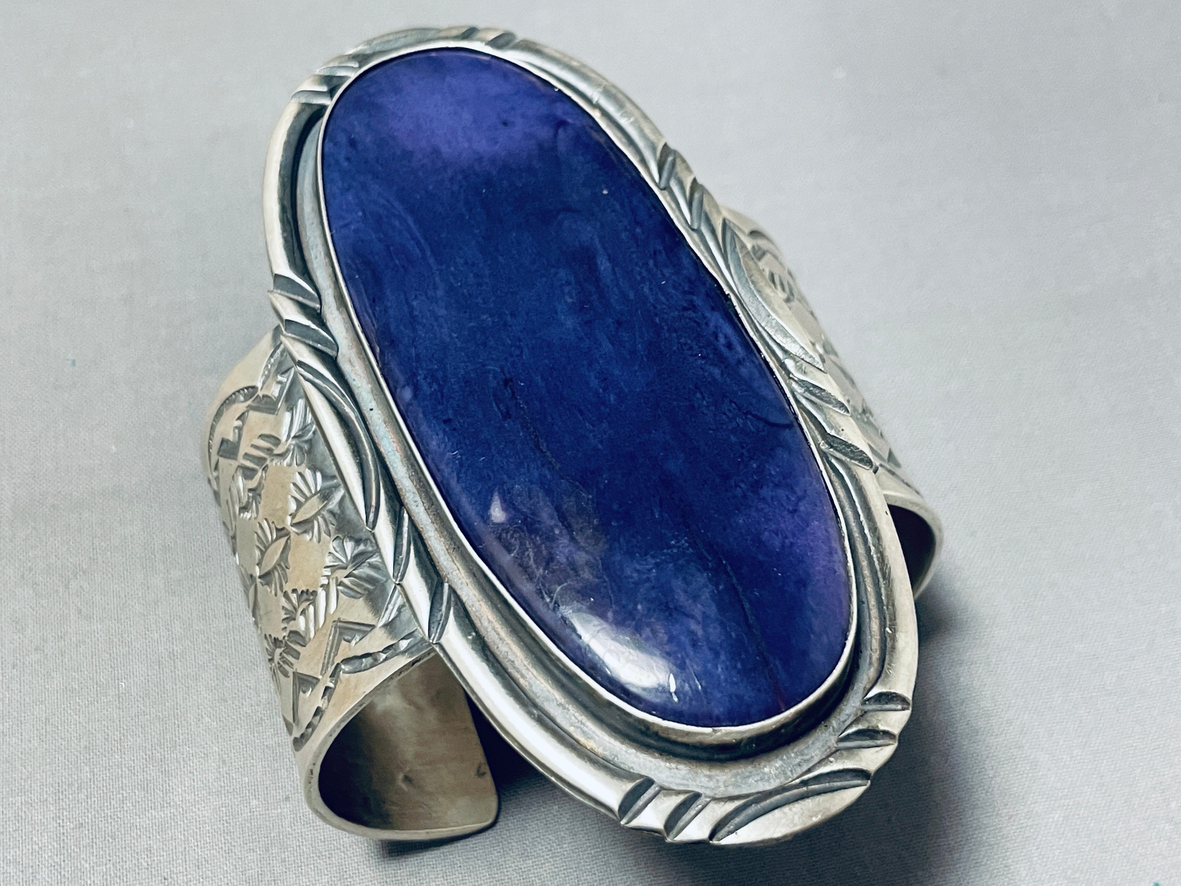 175 Gram One Of Best Vintage Native American Navajo Lapis Sterling Silver Bracelet