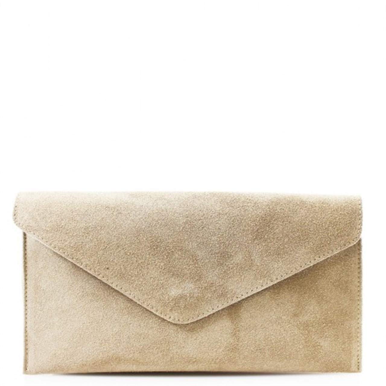 RS.FASHIONS Women's Suede Italian Leather Envelope Clutch Purse - Elegant Evening Bag for Parties, Weddings & Date Nights | Premium Handmade Designer Clutch for Women