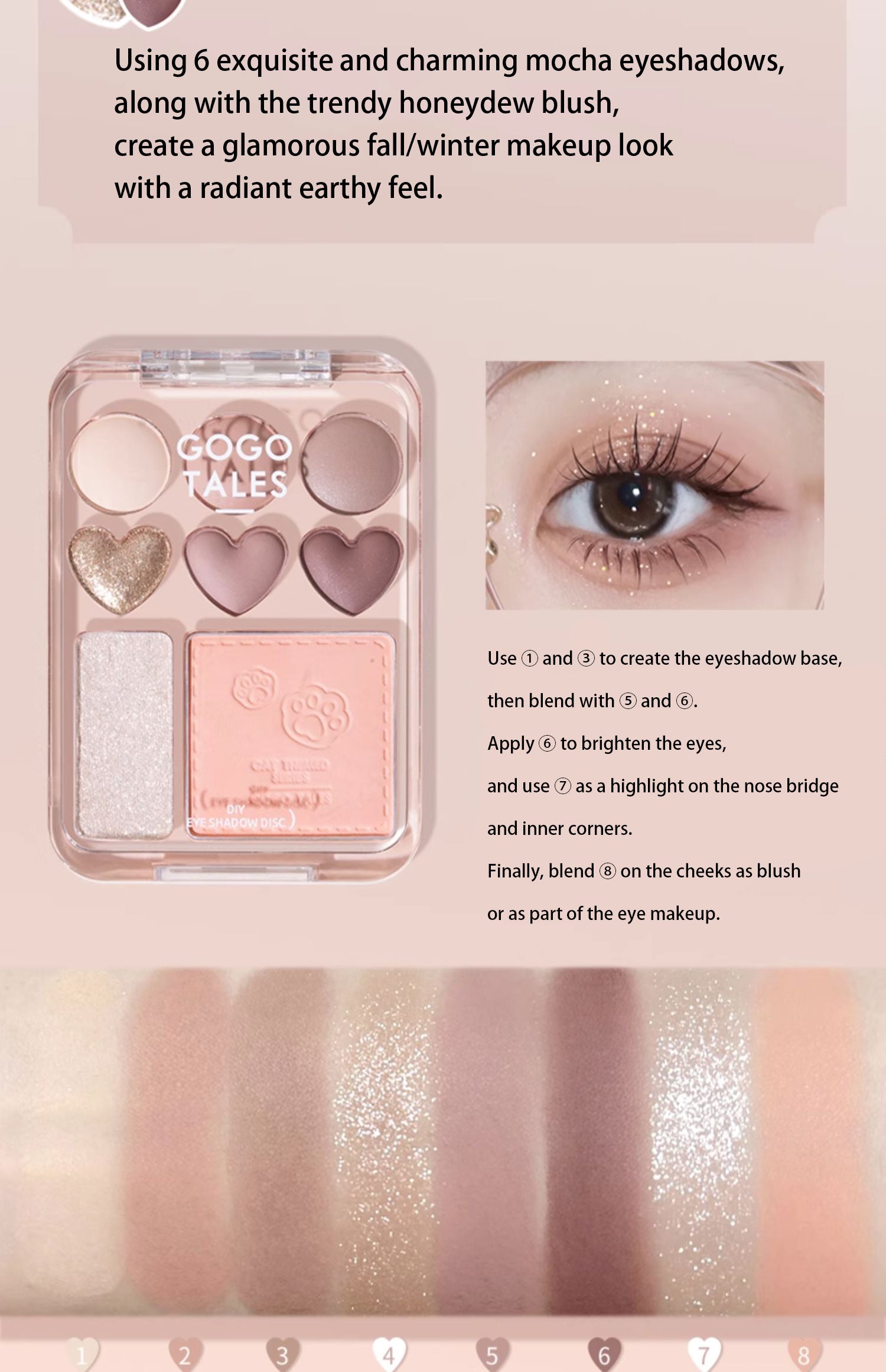 GOGOTALES Sweetheart Blush & Eyeshadow Palette - 12 Color Matte & Shimmer Makeup Set for Day & Night Looks | Perfect for Date Night, Party & Special Occasions