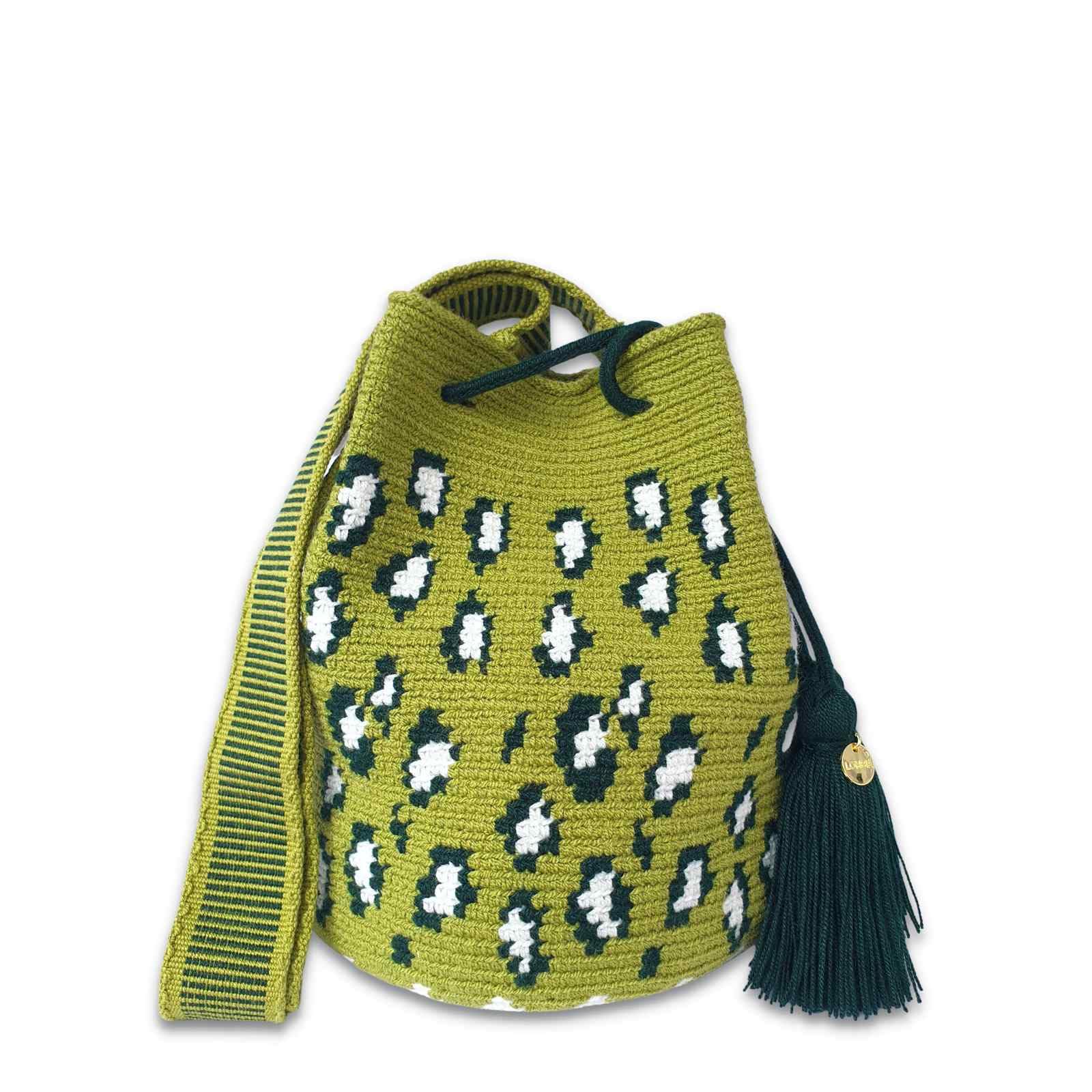 **Fair Trade Authentic WAYUU Bag - Handmade Colombian Mochila Crossbody Purse, Medium Crochet Bucket Bag for Women | Perfect for Beach, Travel & Boho Style**