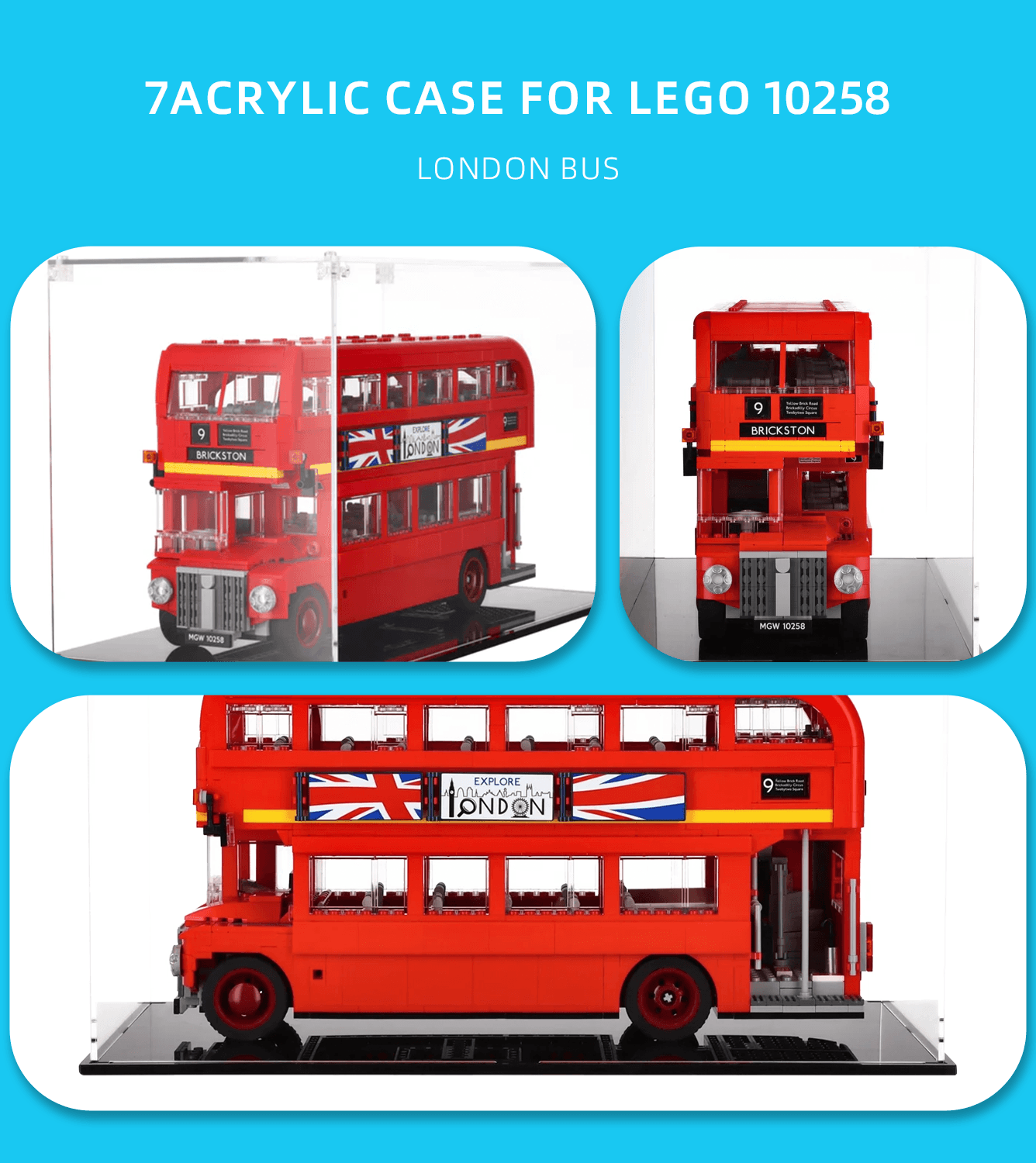 LEGO London Bus 10258 Display Case - Premium Acrylic Showcase for LEGO Creator Expert Set - Perfect for Home Decoration, Office Display & Collector's Showcase