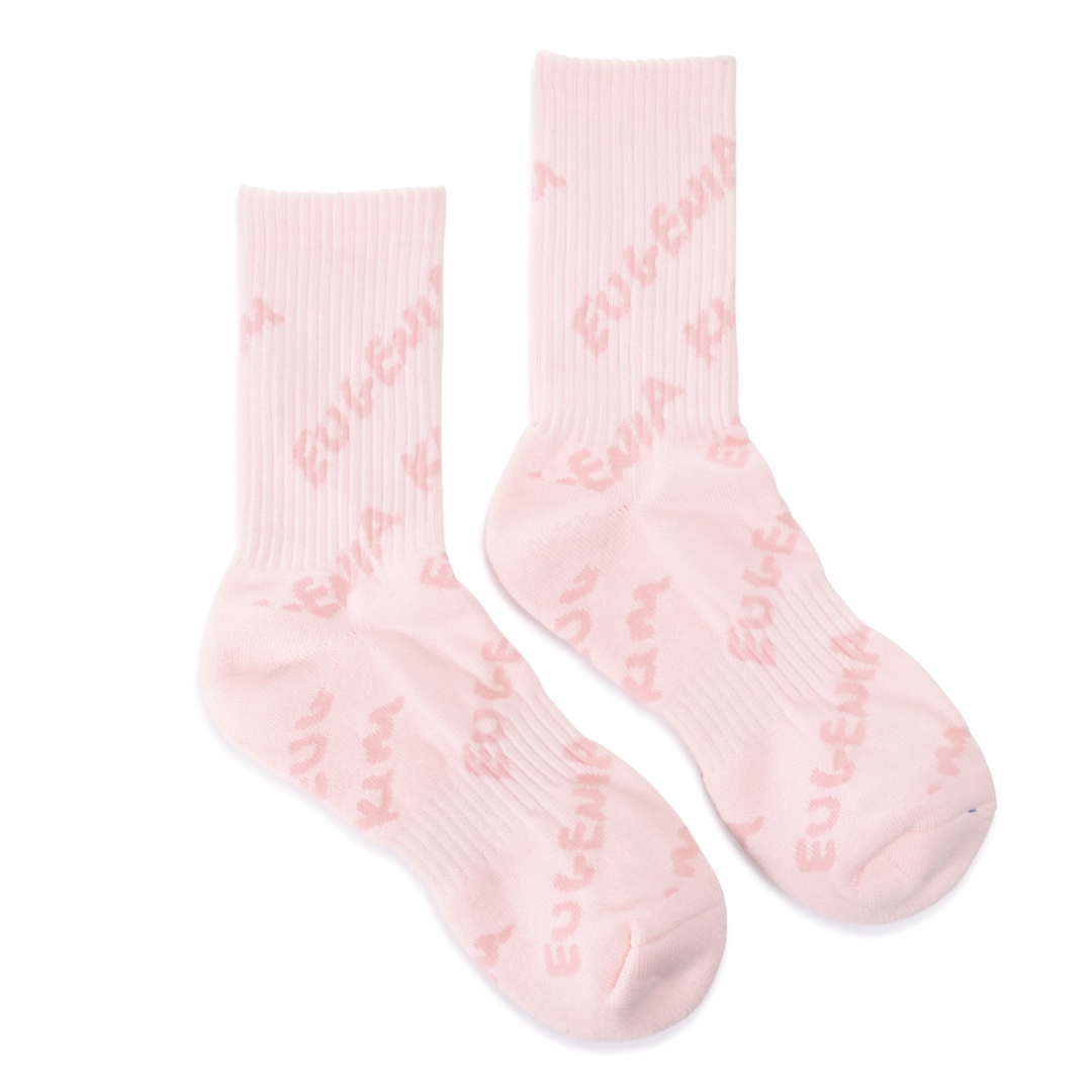 Justine Logo Jacquard Socks for Women - Comfortable Cotton Blend Crew Socks with Stylish Design - Perfect for Casual Wear, Office & Gifts