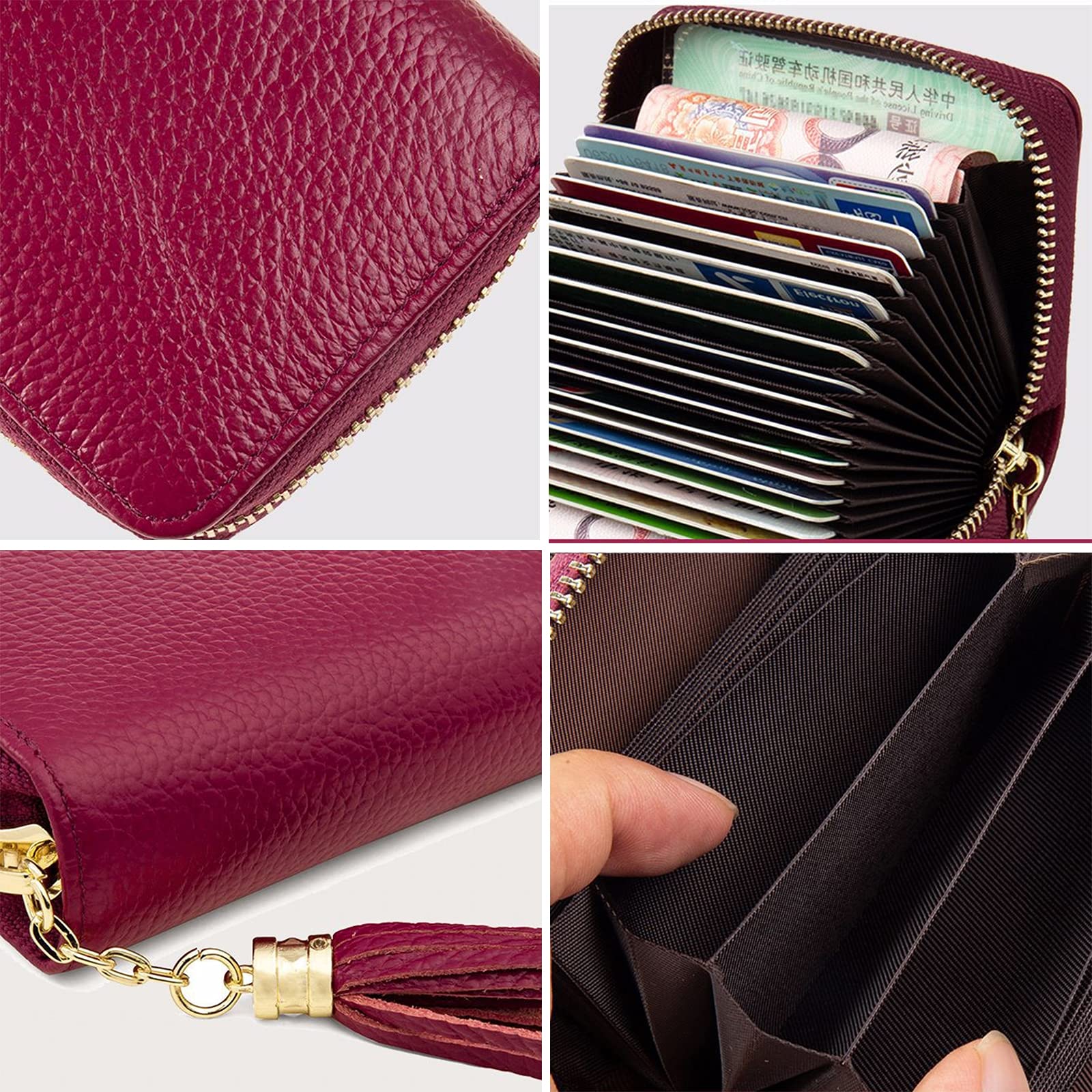 RFID Blocking Mini Credit Card Holder for Women - Slim Zipper Coin Purse with Large Capacity, Multi-Functional Card Case (Blue) | Perfect for Travel, Shopping & Everyday Wallet Organizer
