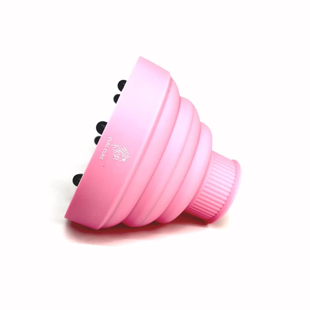 Universal Collapsible Silicone Hair Dryer Diffuser & Blower - Professional Styling Tool for Curly Hair Definition at Home & Salon | Pink Hair Dryer Attachment for Women & Girls (Style 2) | Perfect for Travel, Daily Styling & Salon Use