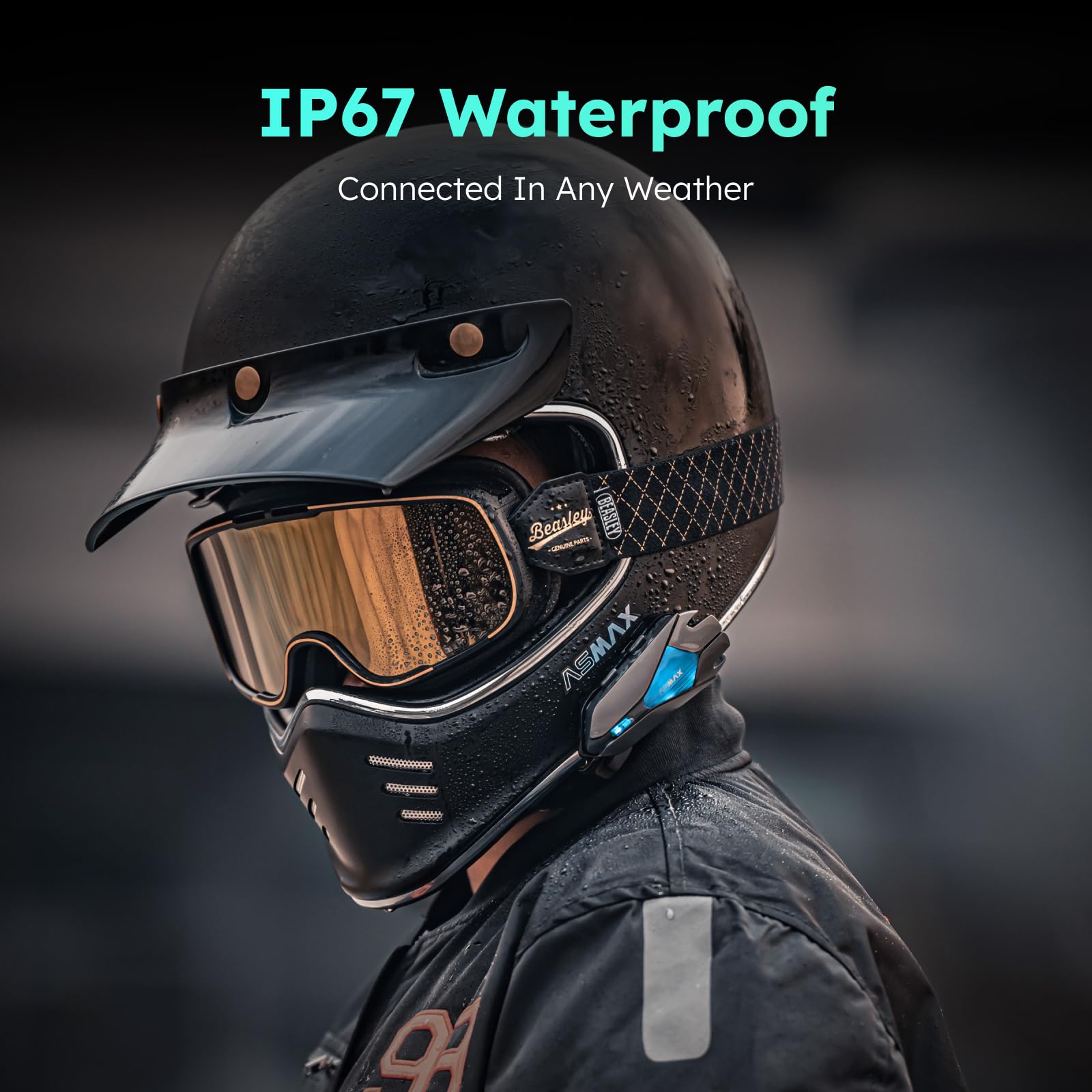 Z1 Motorcycle Bluetooth Headset - Hi-Fi Stereo Speakers for ATV/Snowmobile/Ski Helmet, 10-Rider Mesh Intercom System with FM Radio & AI Voice Control, 42-Min Fast Charge - Perfect for Group Riding, Off-Road Adventures & Winter Sports