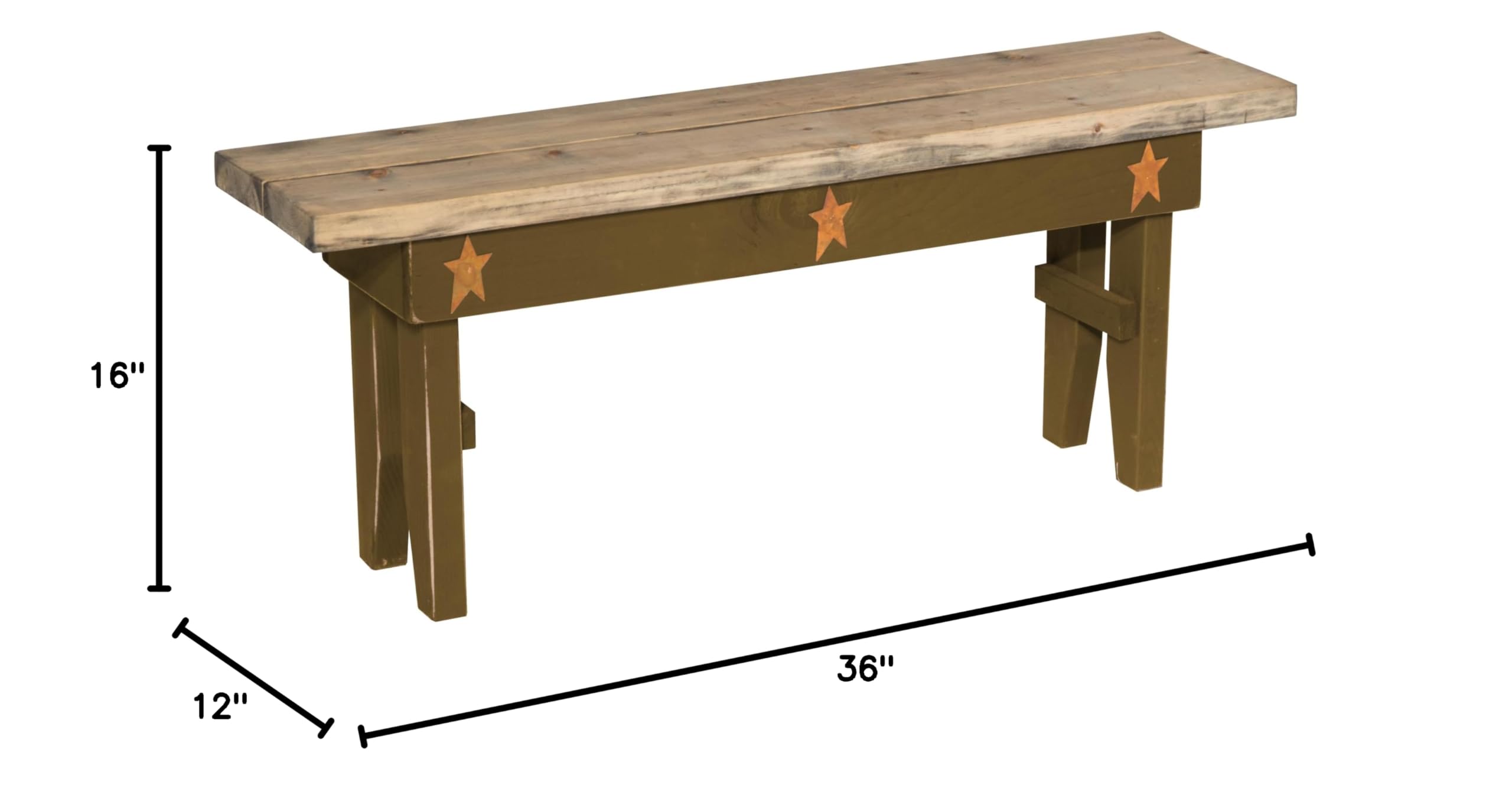 Farmhouse Sturdy Garden Bench - Olive Green Outdoor Seating for Patio, Porch, and Backyard Relaxation