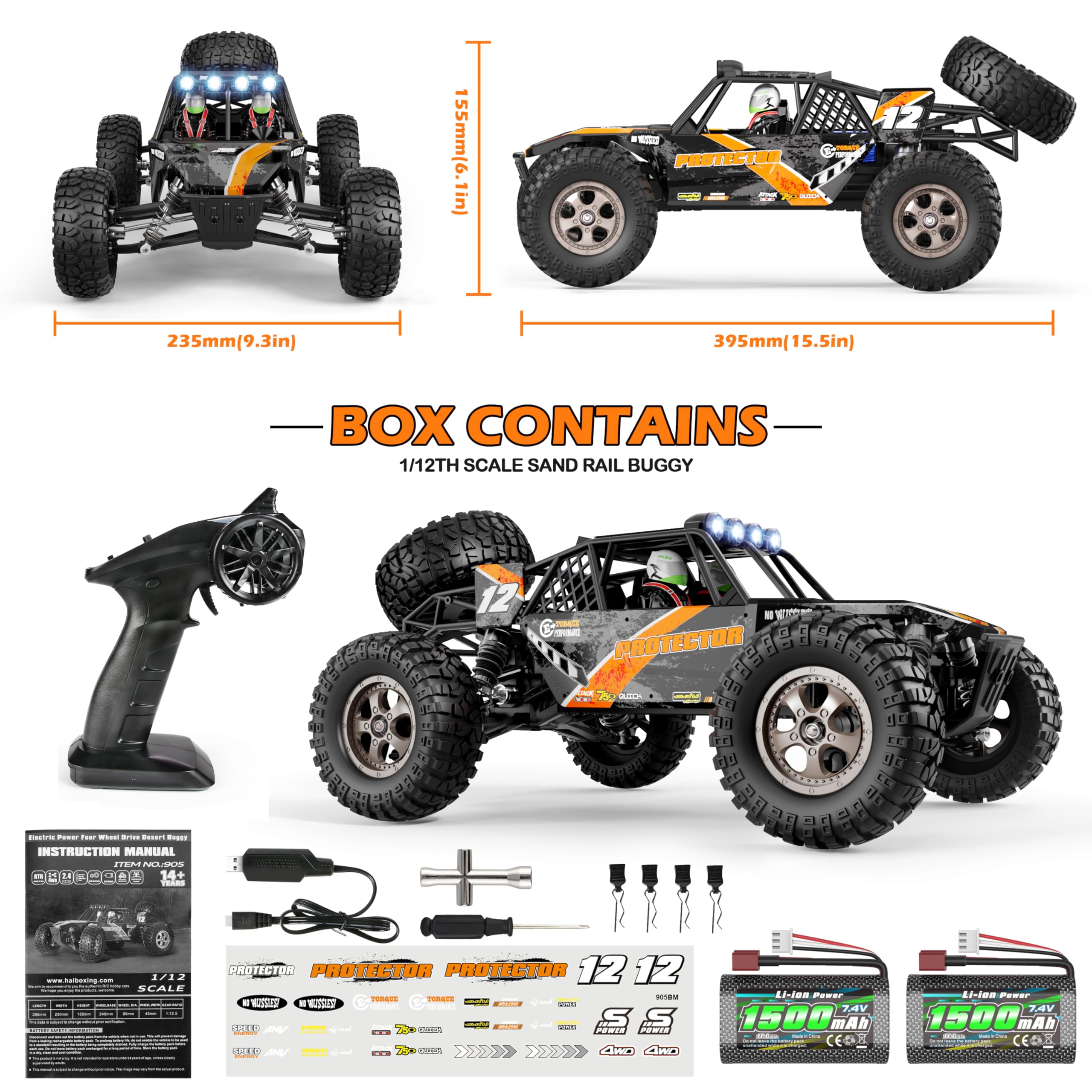HAIBOXING 1:12 Scale 4x4 RC Car - 38+ KM/H High Speed Remote Control Truck, 2.4G All-Terrain Off-Road Vehicle with 2 Rechargeable Batteries (40+ Min Playtime) - Perfect Gift for Boys & Adults - Ideal for Outdoor Racing, Backyard Adventures and Off-Road Fun