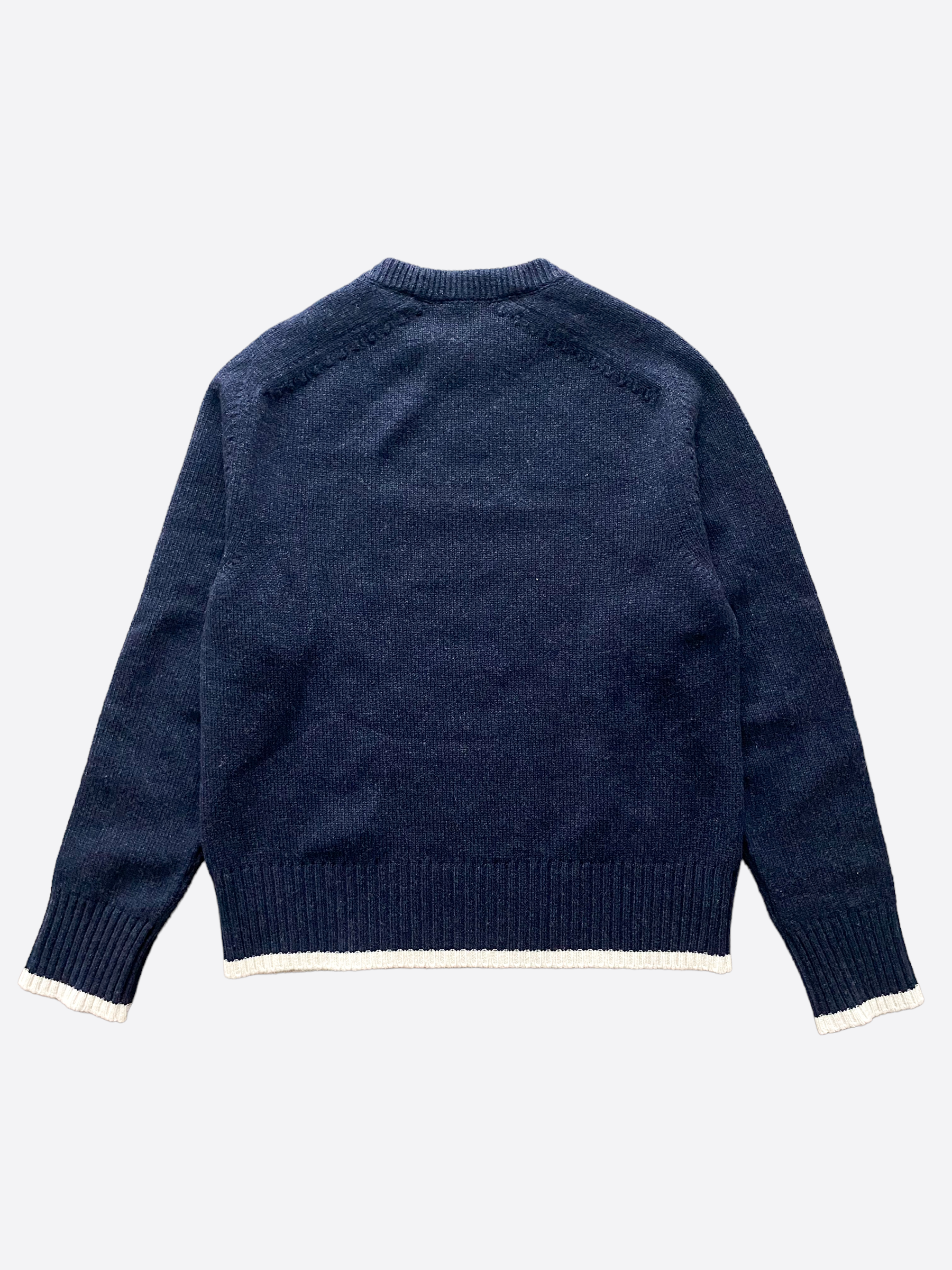 Dior Navy Atelier Wool Knitted Sweater for Women - Luxury Cashmere Pullover Winter Fashion - Perfect for Office, Date Night & Holiday Parties