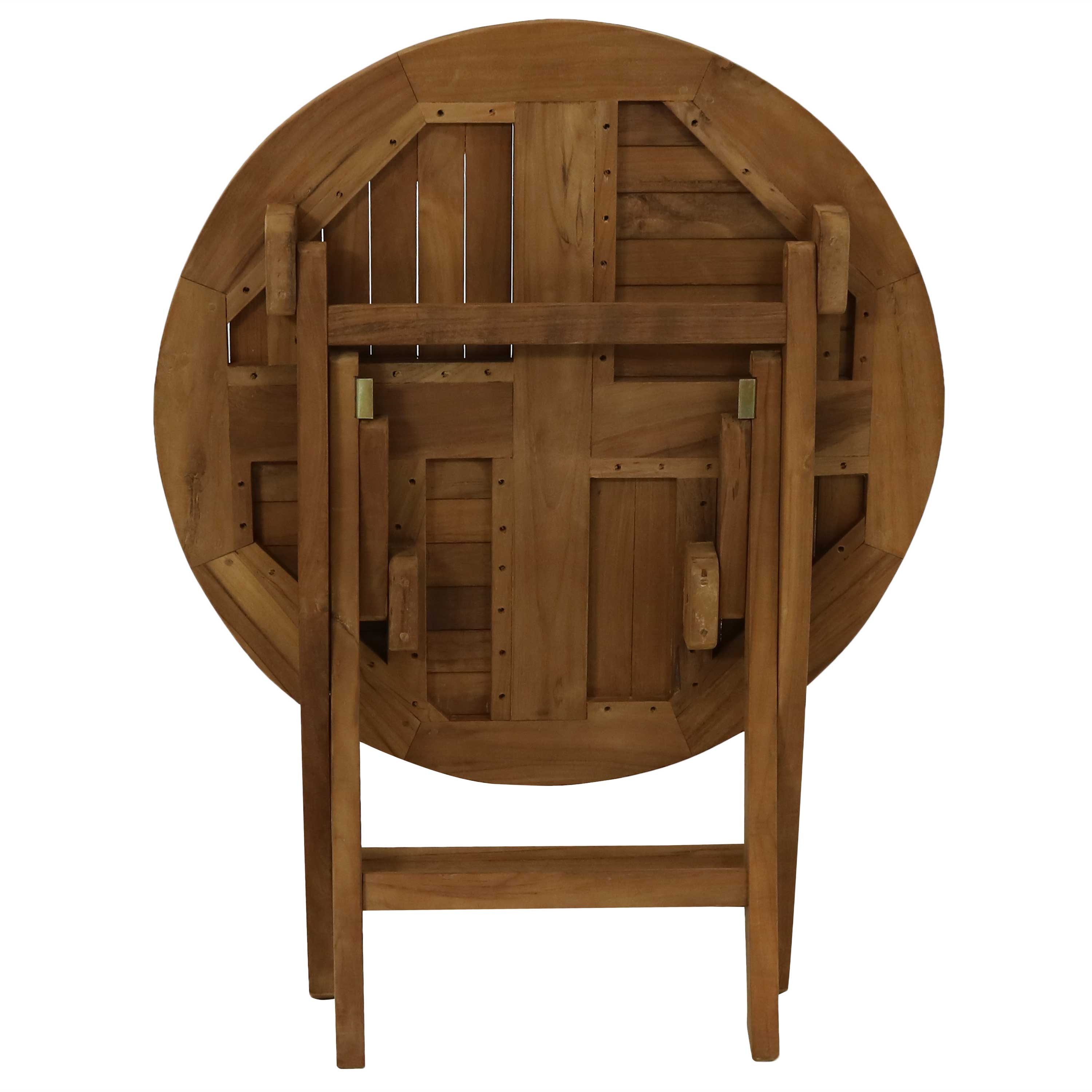 Premium Teak Wood Round Folding Table - Outdoor Patio Dining & Garden Furniture for Backyard, Poolside & Camping