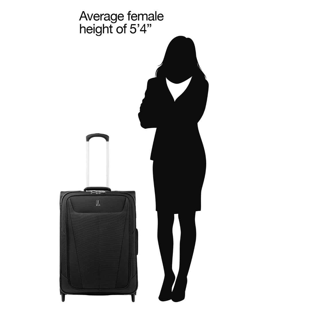 **Travelpro Maxlite 5 Softside Expandable 26-Inch Checked Luggage – Lightweight Upright Suitcase for Men & Women (Black) – Perfect for Air Travel, Business Trips & Vacations**