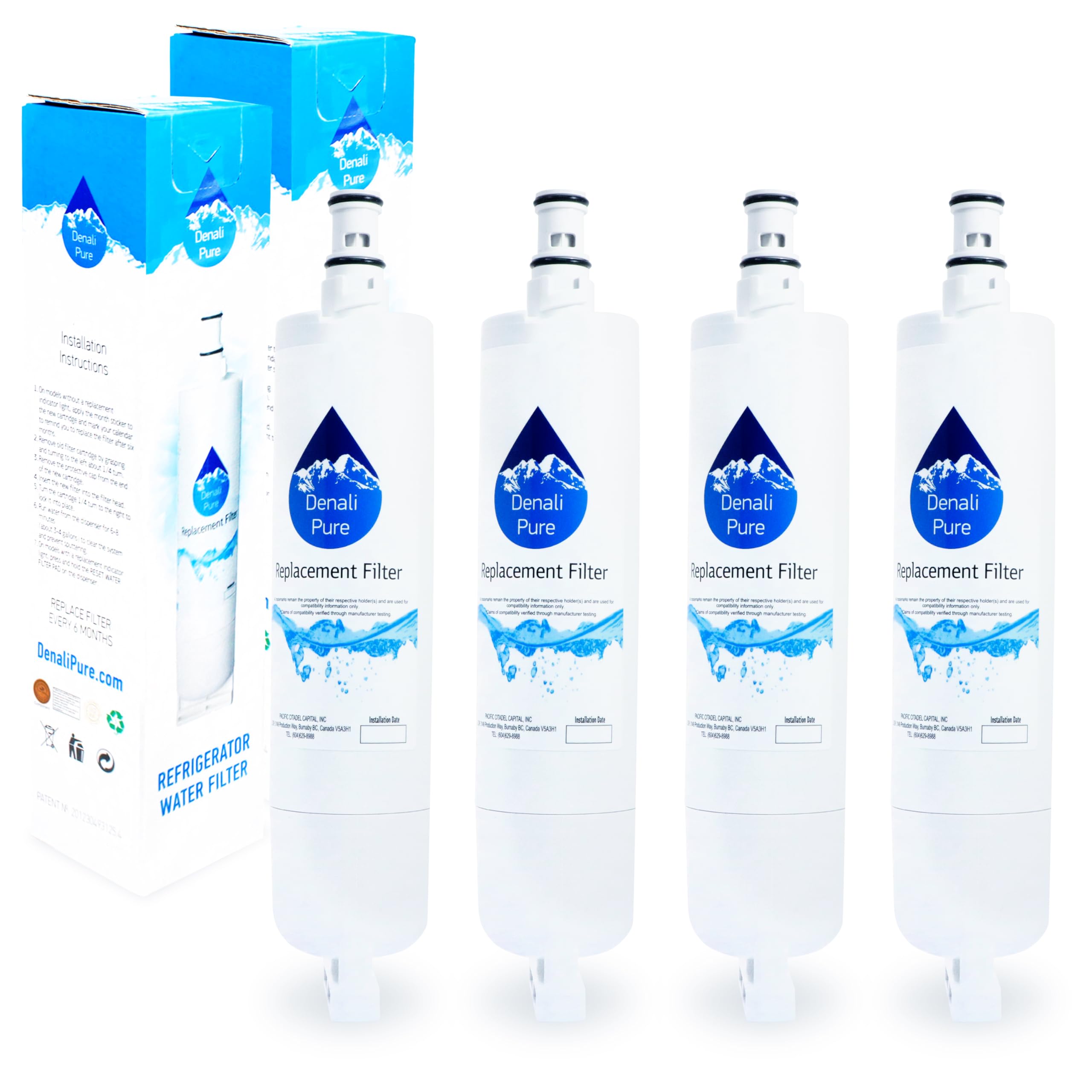 4-Pack Sears/Kenmore 10657412600 Refrigerator Water Filter Replacement - Compatible with 46-9010, 46-9902, 46-9908 Models | NSF Certified for Clean Drinking Water | Perfect for Home, Office & RV Refrigerators