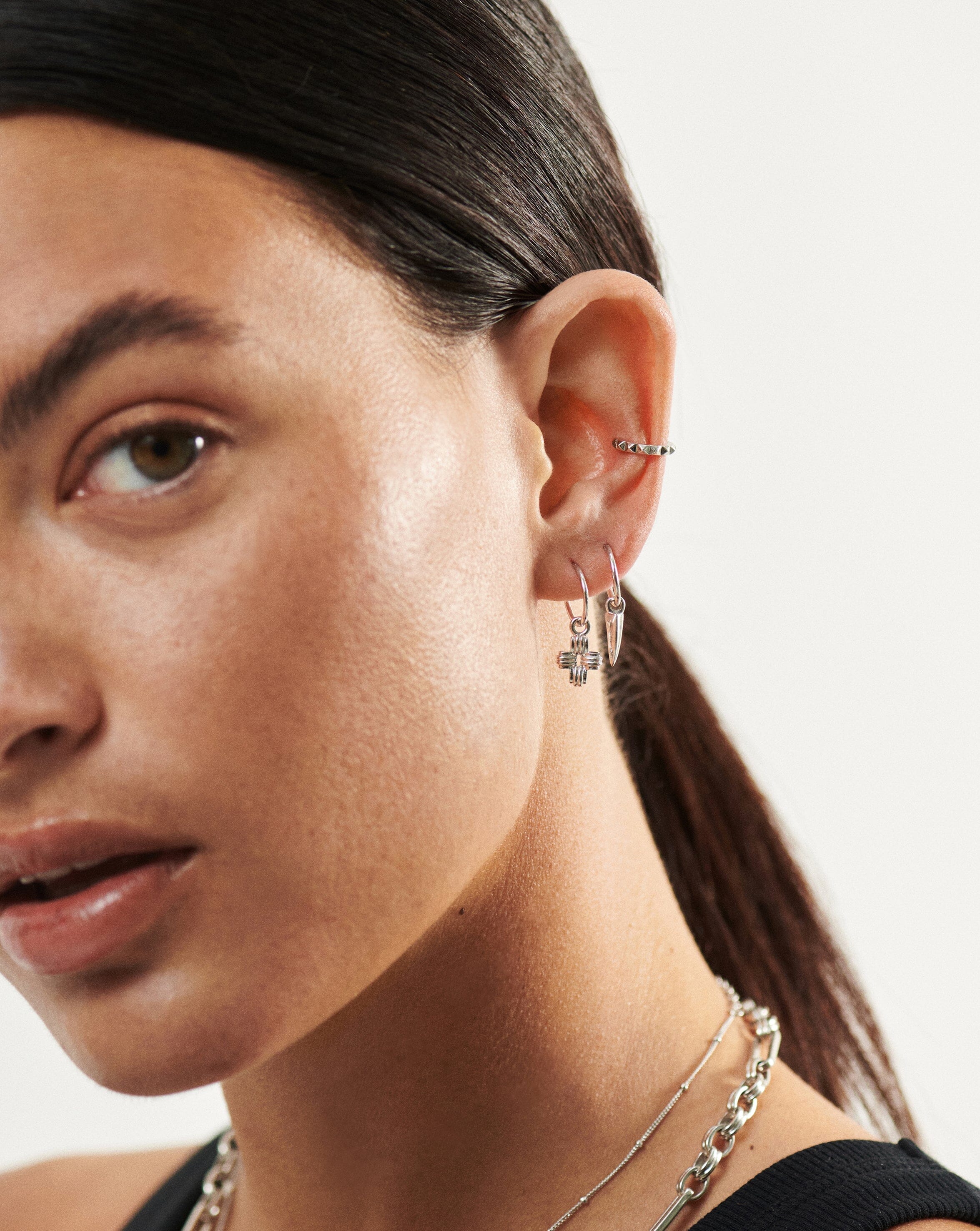 Lucy Williams Cross Charm Hoop Earrings - Elegant Sterling Silver Religious Jewelry for Women | Perfect for Church, Weddings & Everyday Fashion Accessories