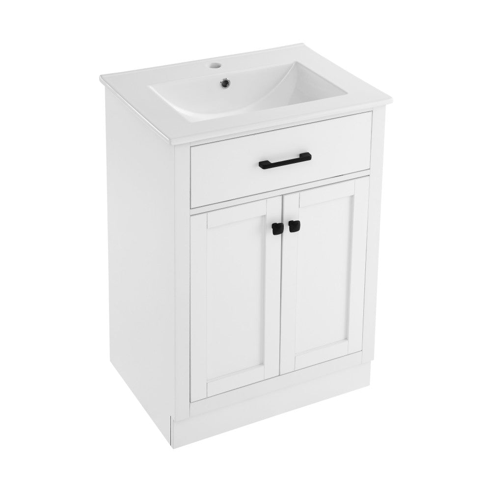 Burdon 24 Inch White Bathroom Vanity with Sink - Modern Single Sink Vanity Set for Small Bathrooms, Powder Rooms & Guest Baths