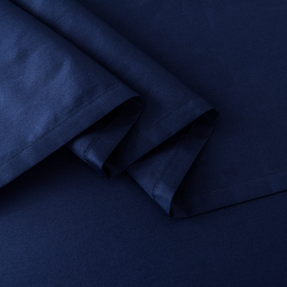 Premium 400 Thread Count Casey Cotton Flat Sheet - Navy Blue Queen Size for Comfortable Sleep & Bedroom Decor