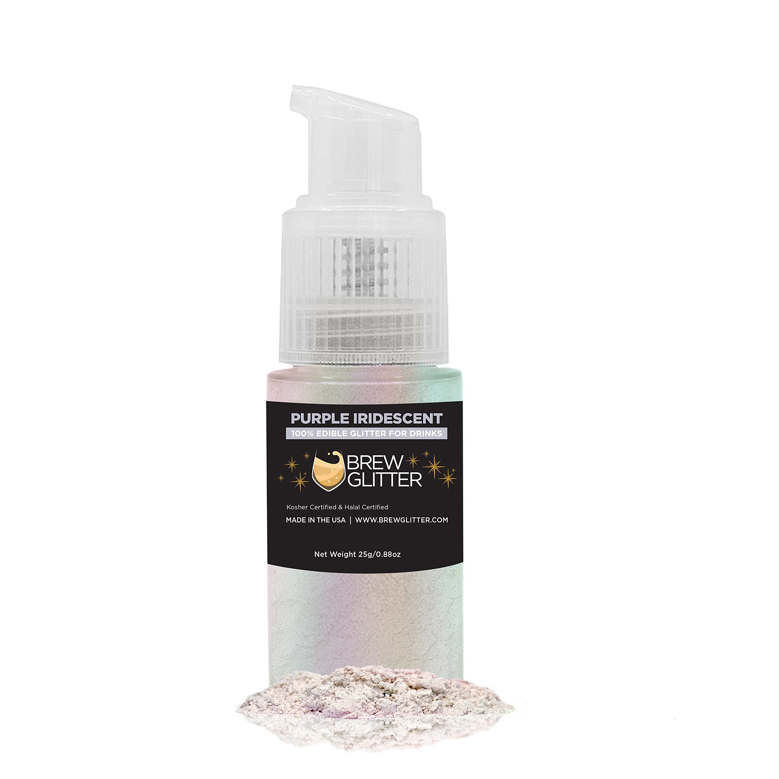 Edible Glitter for Drinks - Purple Iridescent Brew Glitter for Cocktails, Beer & Beverage Garnish | 100% Food Grade, Vegan, Gluten & Nut Free | Perfect for Party Drinks, Wedding Cocktails & DIY Baking Decorations (25g Spray Pump, Purple Iridescent)