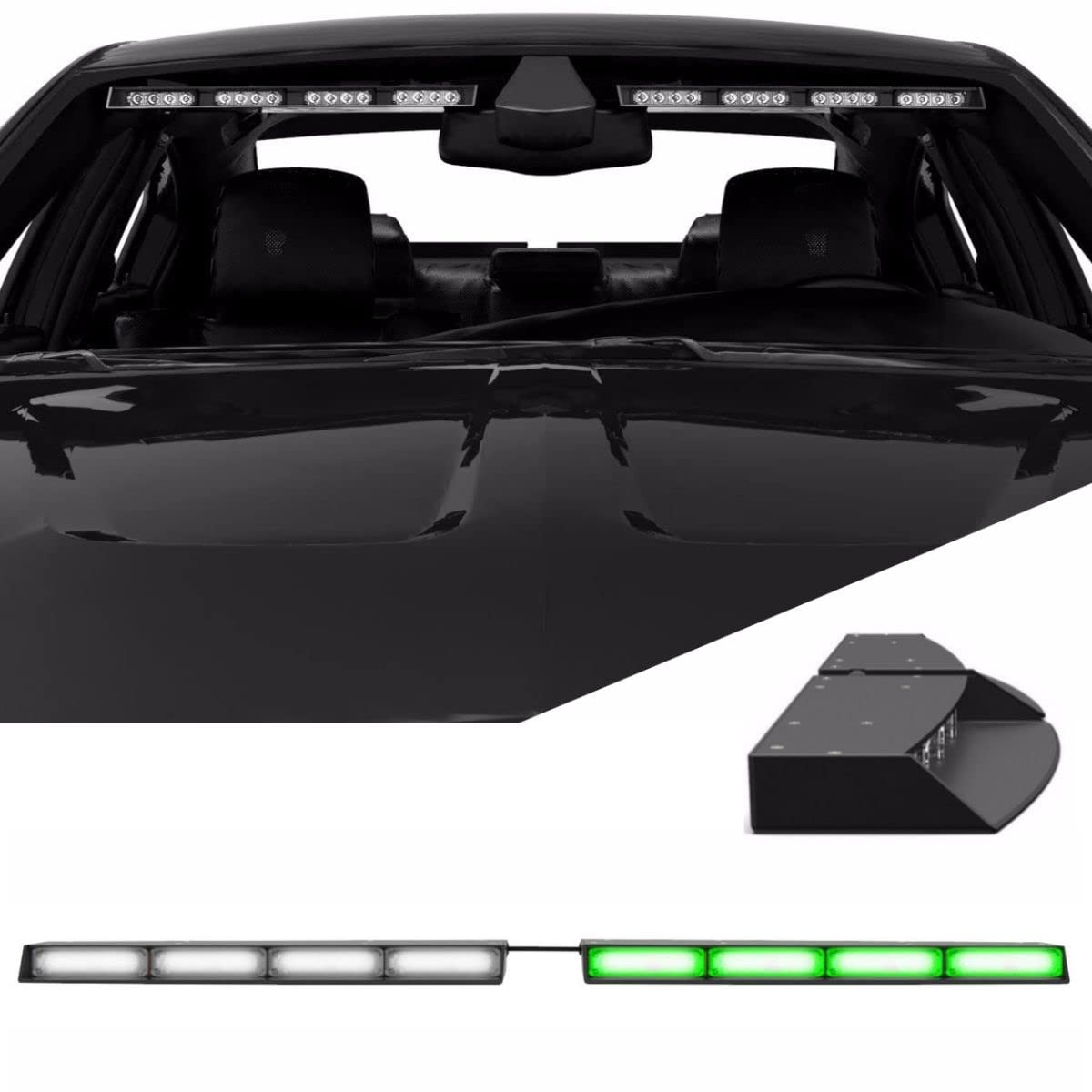 SpeedTech Raptor-X TIR LED Strobe Light Bar - Green/Clear Emergency Vehicle Lights for Police, Trucks & SUVs with Cigarette Lighter Plug - Perfect for Roadside Emergencies & Night Patrols