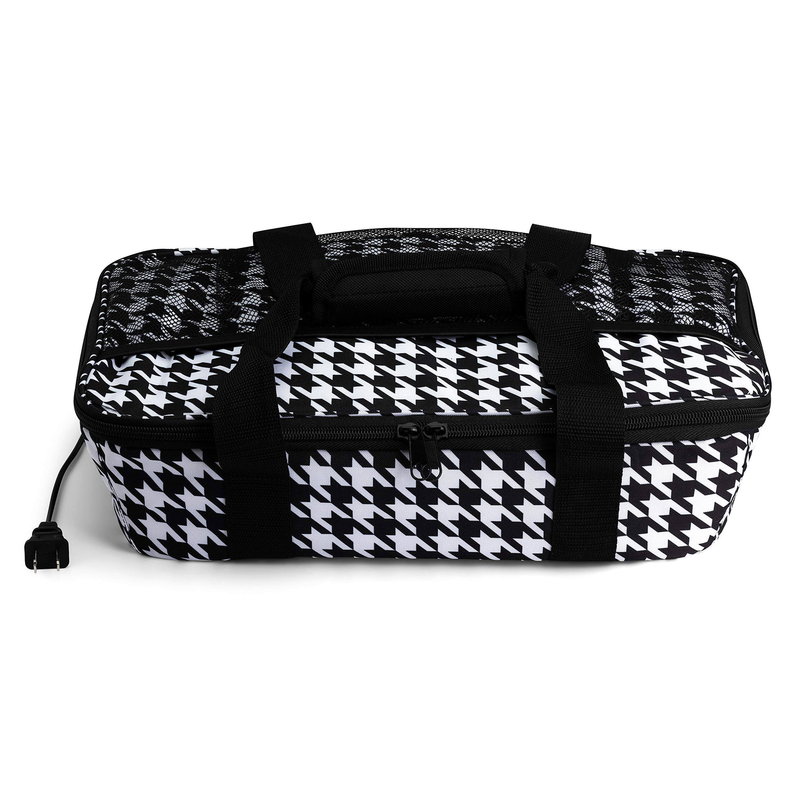 HotLogic 16801048-HND Portable Food Warmer & Casserole Dish - Houndstooth Design, Insulated Lunch Tote for Office, Travel & Picnics | Keep Meals Warm Anywhere