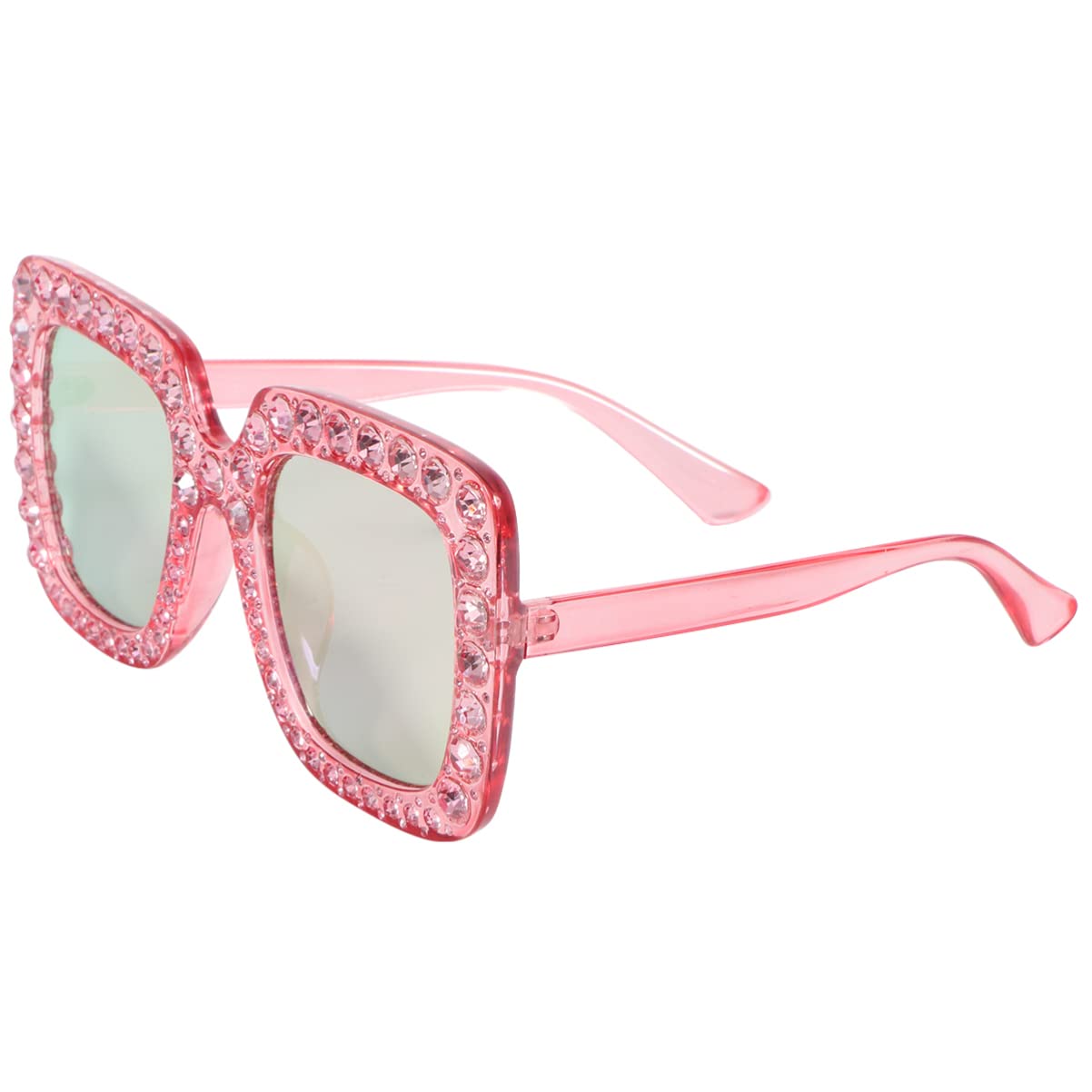GALPADA Crystal Women's Sunglasses - Oversized Square Diamond Sunglasses with UV400 Protection & Rhinestone Frame - Fashion Sunglasses for Women, Outdoor, Beach, Driving, and Party Wear