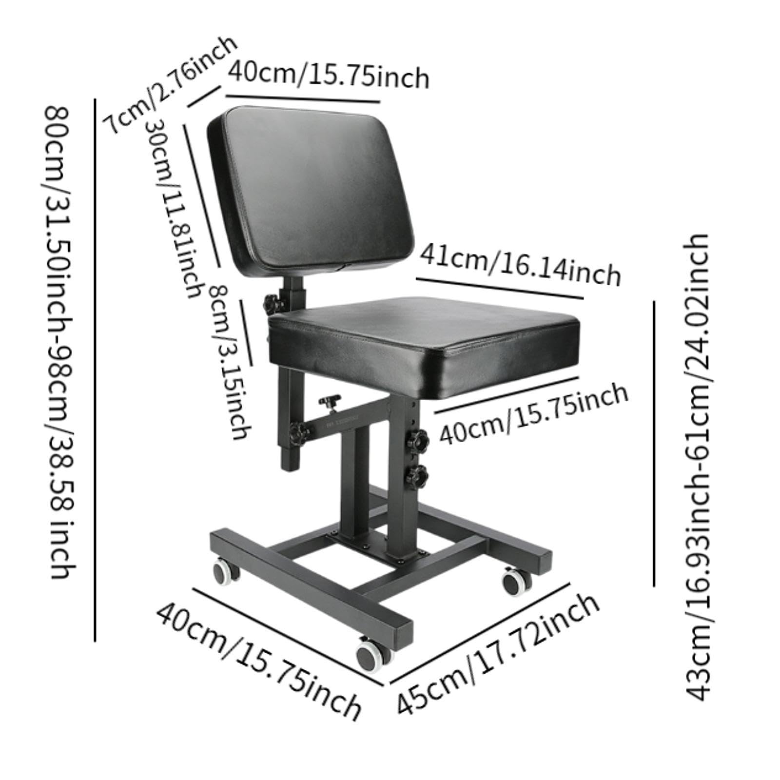 Professional Folding Tattoo Salon Chair with Thick Cushion & Adjustable Backrest - Heavy Duty Massage Stool with Wheels for Tattoo Artists, SPA, Beauty Salon & Home Use