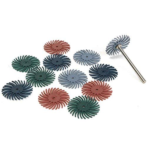 WorldCare® 12-Piece 1/8 Inch Shank Bristle Brush Set with 80/120/220/400 Grit Disc Brushes - Perfect for Woodworking, Metal Polishing & DIY Projects