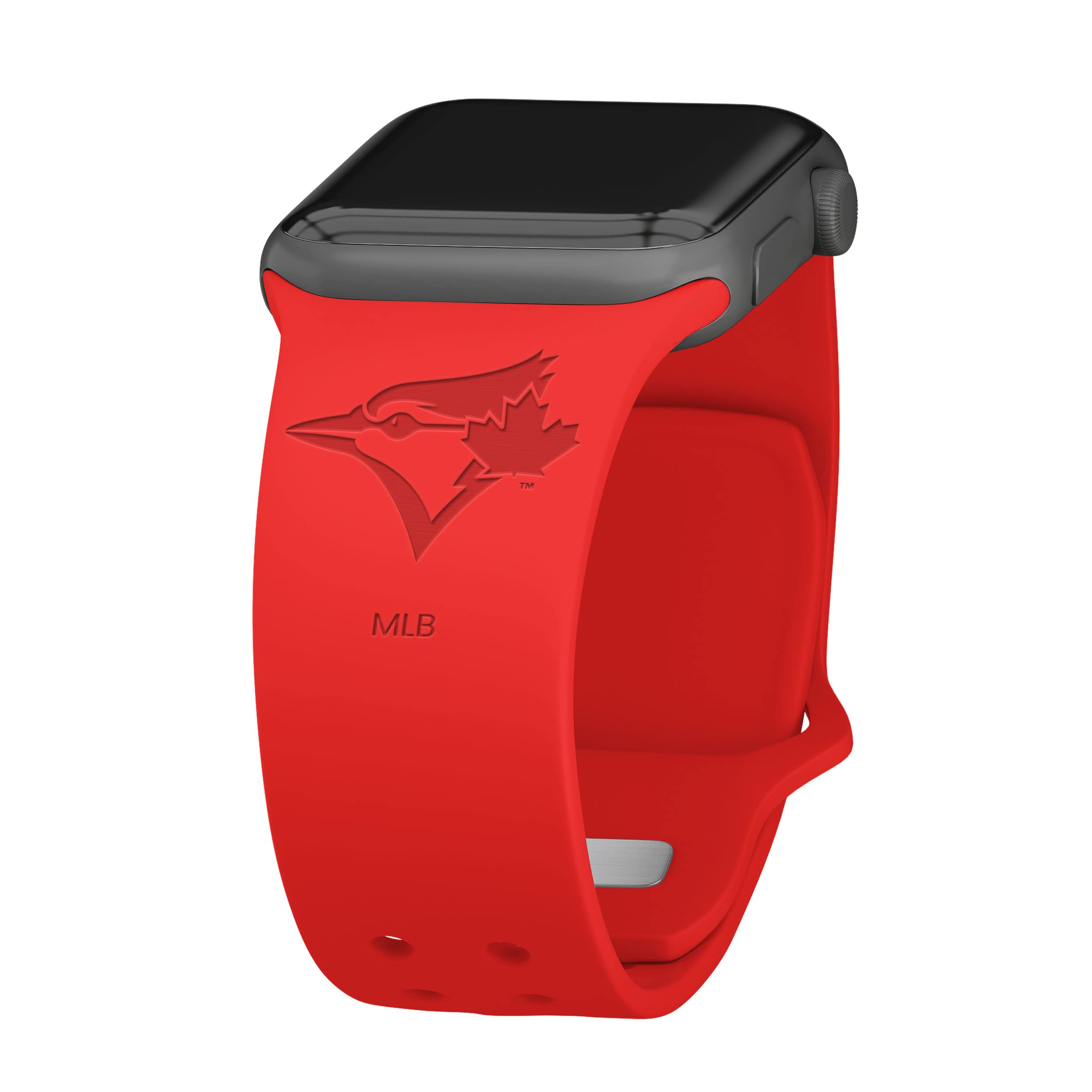 Toronto Blue Jays Apple Watch Band - Engraved Silicone Sport Strap (42/44/45mm Red) for Game Day