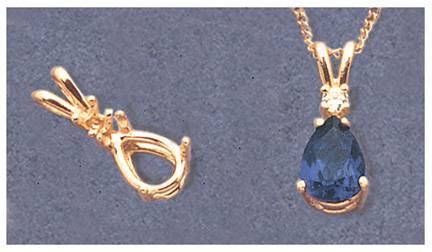 Solid Sterling Silver or 14kt Gold 7x5mm Pear Cut Pendant with Accent Setting - Handcrafted in USA | Perfect for Necklaces, Gifts & Special Occasions