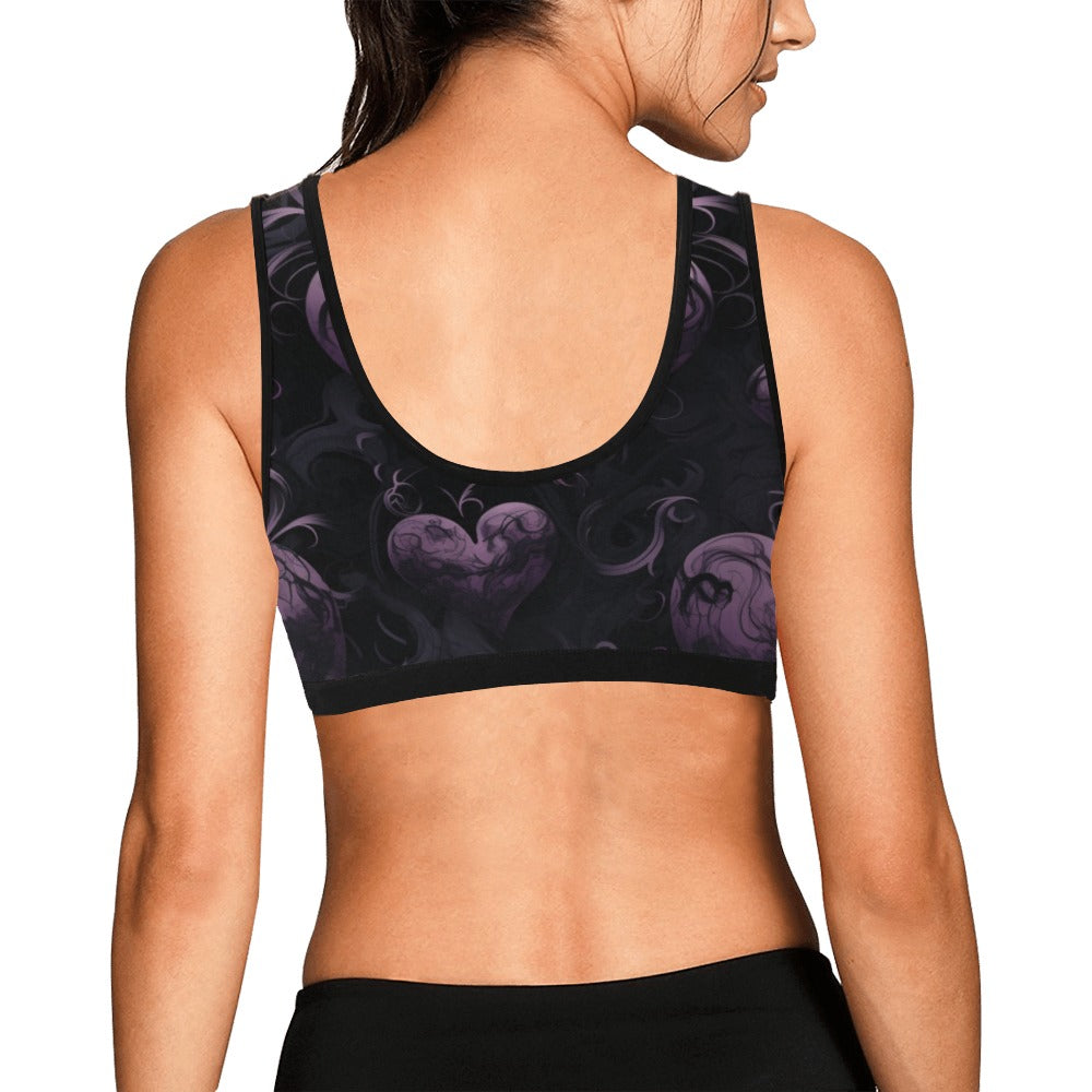 Purple Hearts Sports Bra for Women - High Support Workout Top for Running, Yoga & Gym - Breathable & Comfortable Activewear