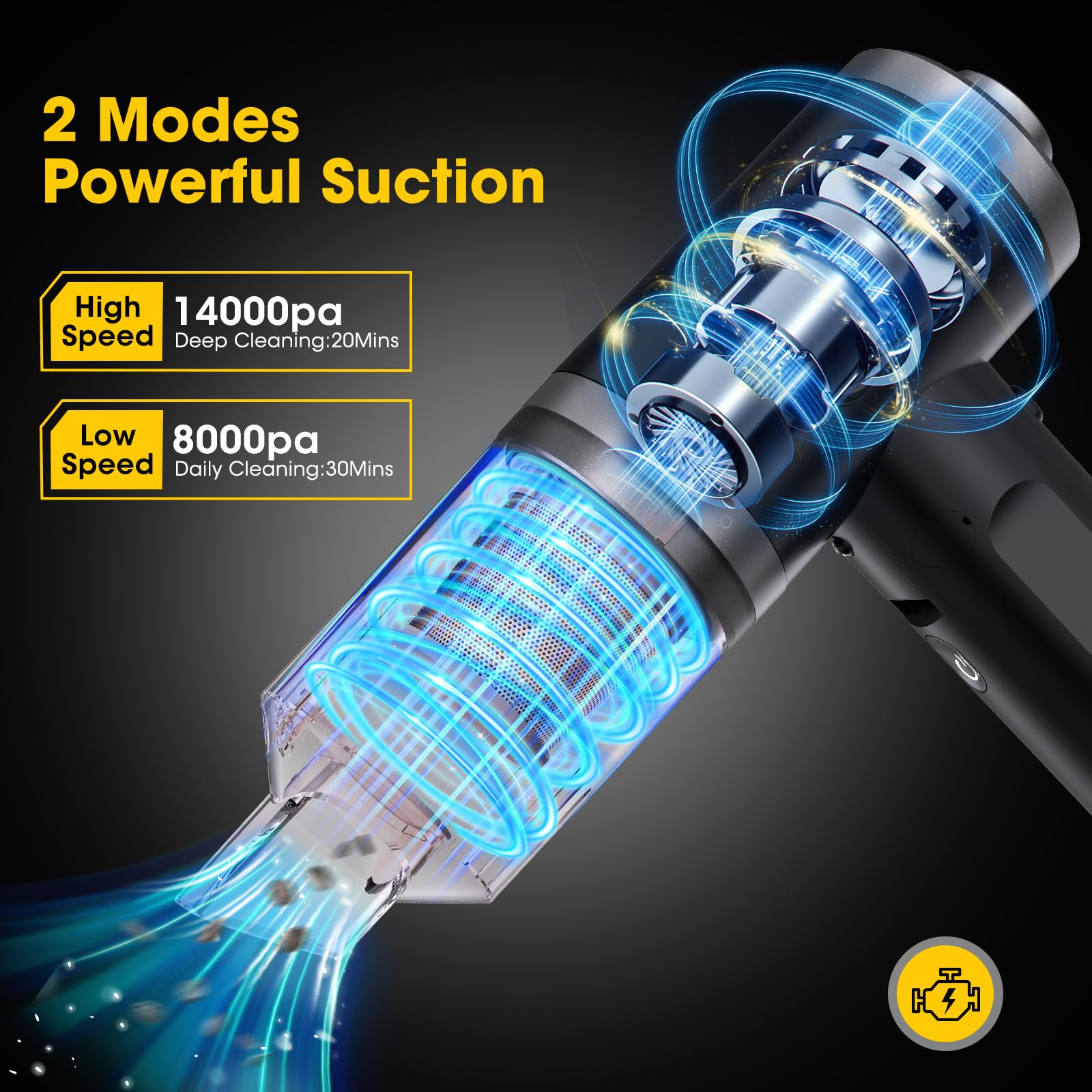 7-in-1 Cordless Handheld Vacuum Cleaner with 14000PA Suction Power - Portable Car Vacuum with Brushless Motor, LCD Display & LED Light - Foldable 90° Design for Home, Car, Kitchen, Office Desk & Keyboard Cleaning