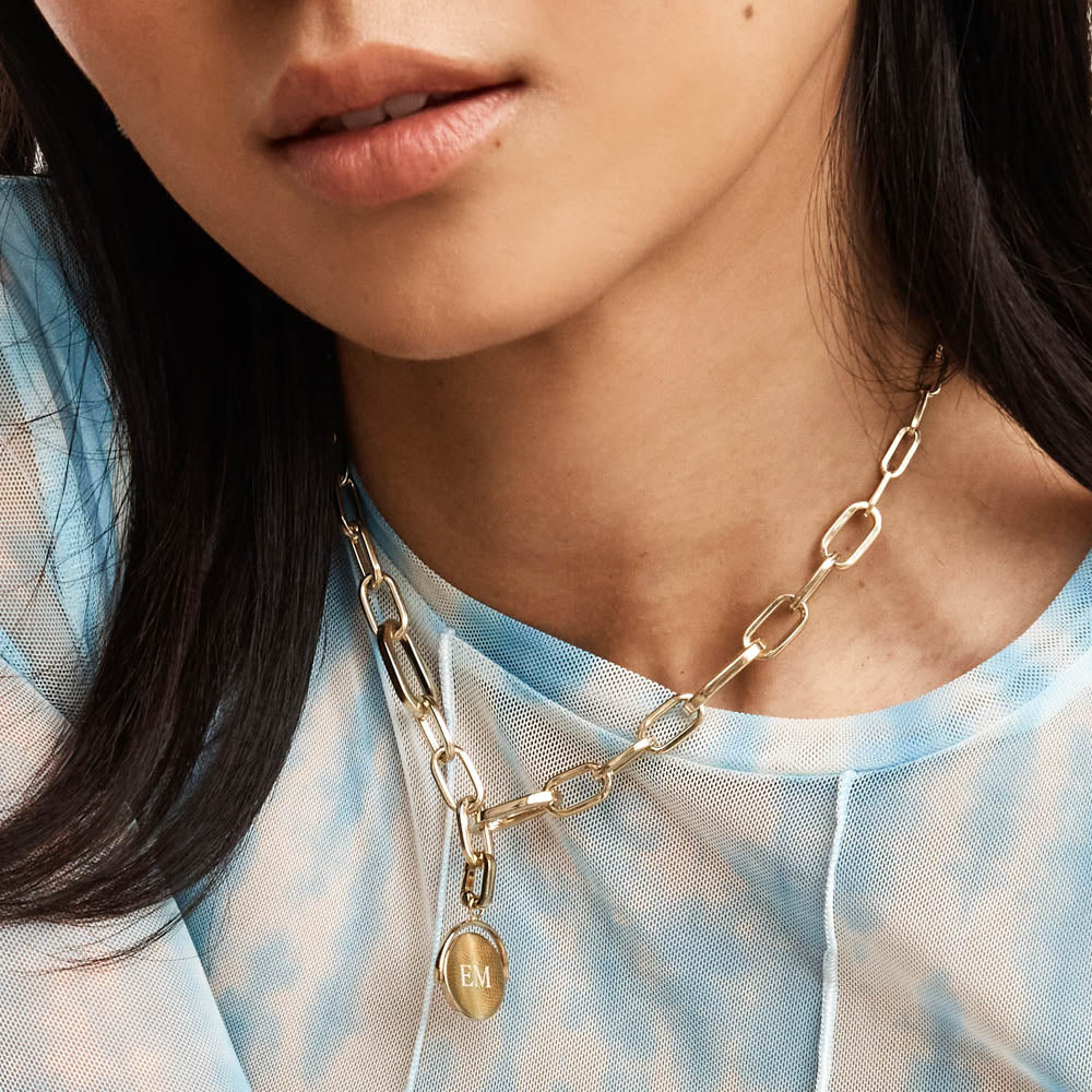 Bold Paperclip Chain Necklace - 14K Gold Plated Dainty Minimalist Jewelry for Women, Perfect for Everyday Wear & Layering