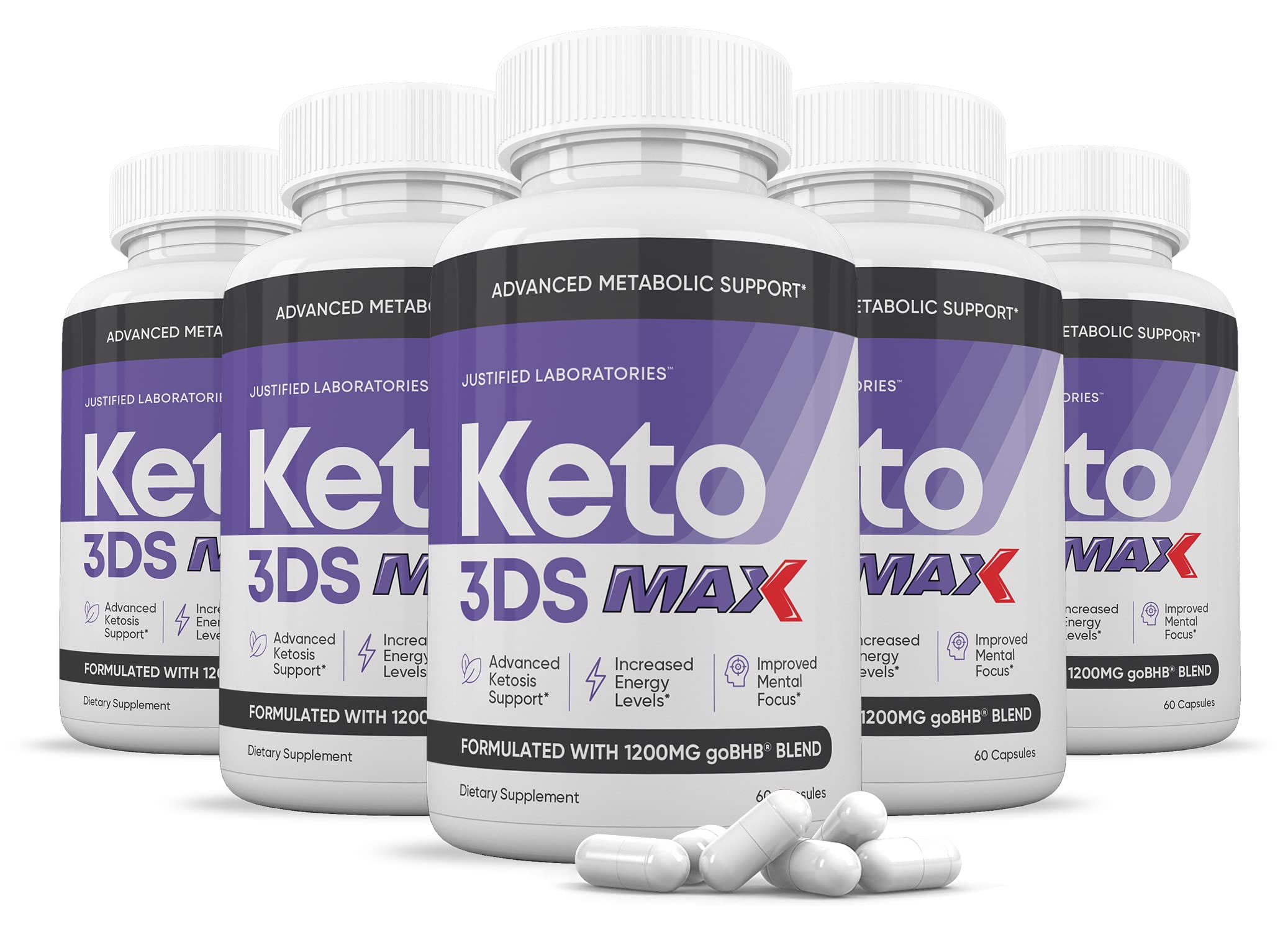 (5 Pack) Premium Keto 3DS Max 1200MG Pills with Apple Cider Vinegar & goBHB - Strong Exogenous Ketones for Ketosis Support - Advanced Ketogenic Supplement for Men & Women - 300 Capsules - Boost Energy & Weight Loss on Keto Diet