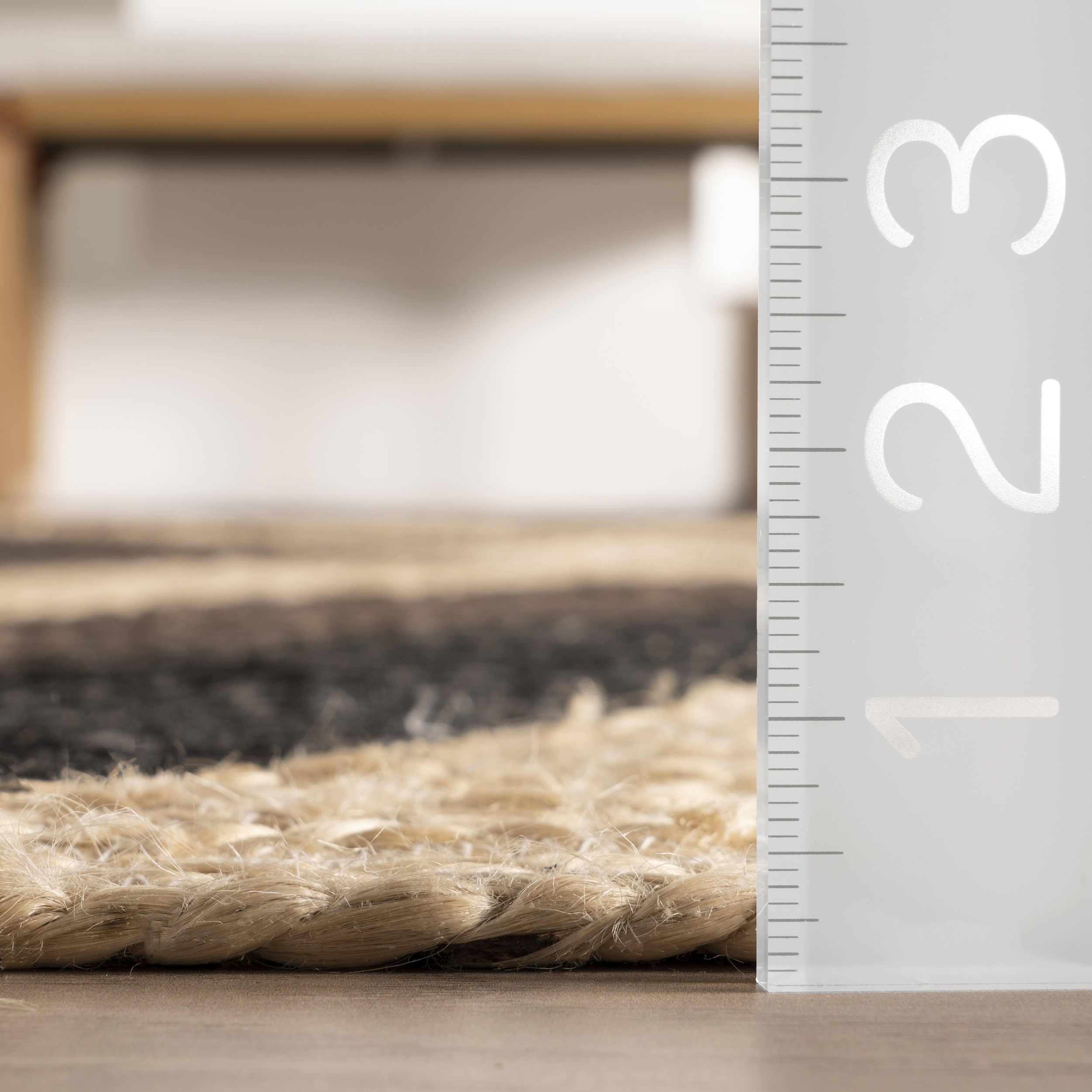 Armani Banded Jute Rug - Black Natural Fiber Area Rug for Living Room, Bedroom & Office | Eco-Friendly Home Decor