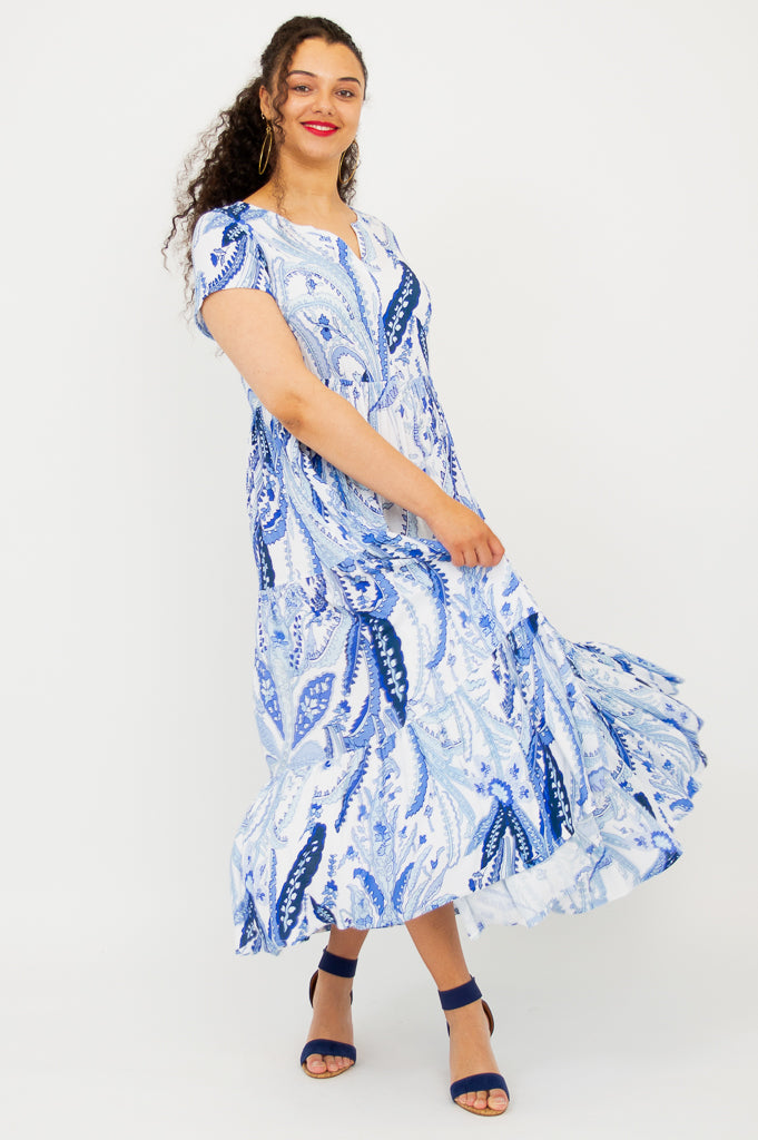 Laurita Women's Summer Dress - Radiant Floral Print, Breathable Linen Bamboo Blend, Casual Sundress for Beach Vacation & Outdoor Parties