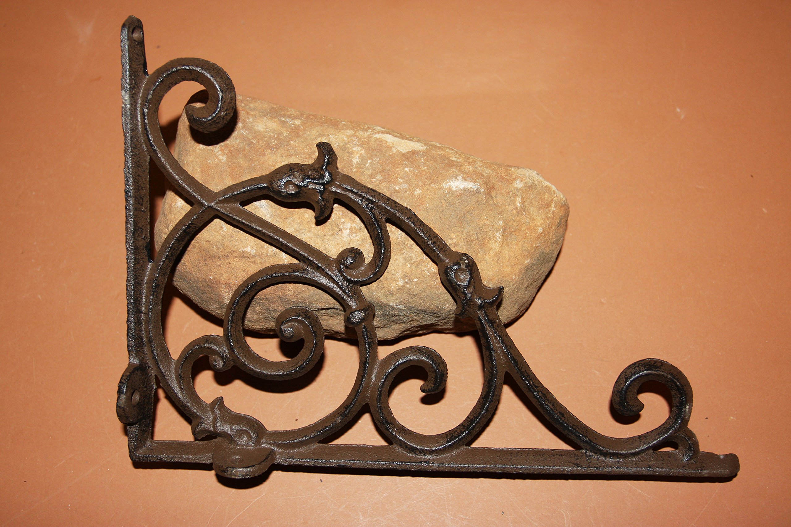 Premium 10.5 Inch Cast Iron Shelf Brackets - Heavy Duty Kitchen Countertop Supports (Set of 2) - Perfect for Floating Shelves, Pantry Organization & Farmhouse Decor
