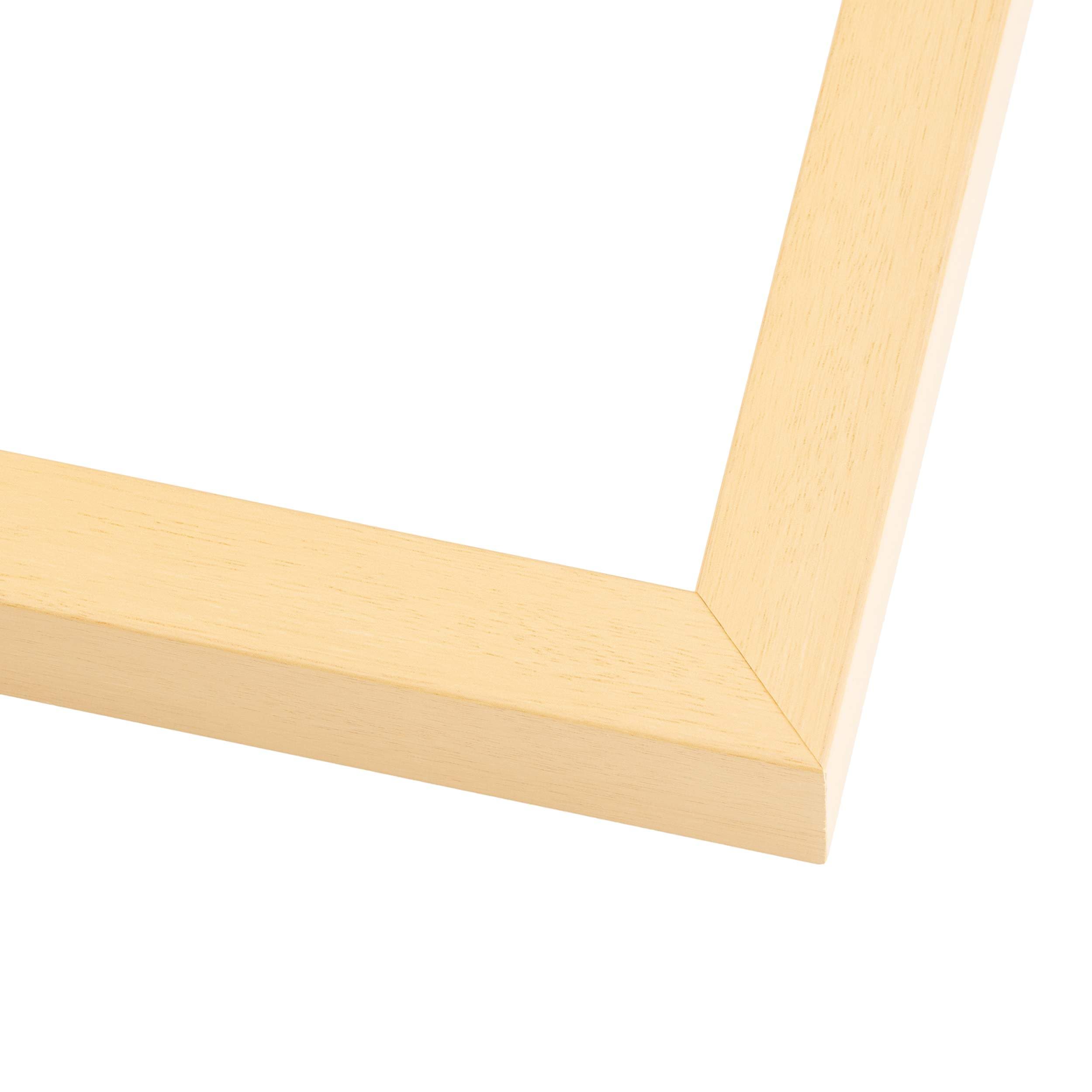 13x13 Inch Natural Wood Shadow Box Display Frame with Blue Acid-Free Backing, UV Protective Acrylic & Hanging Hardware - 3/4