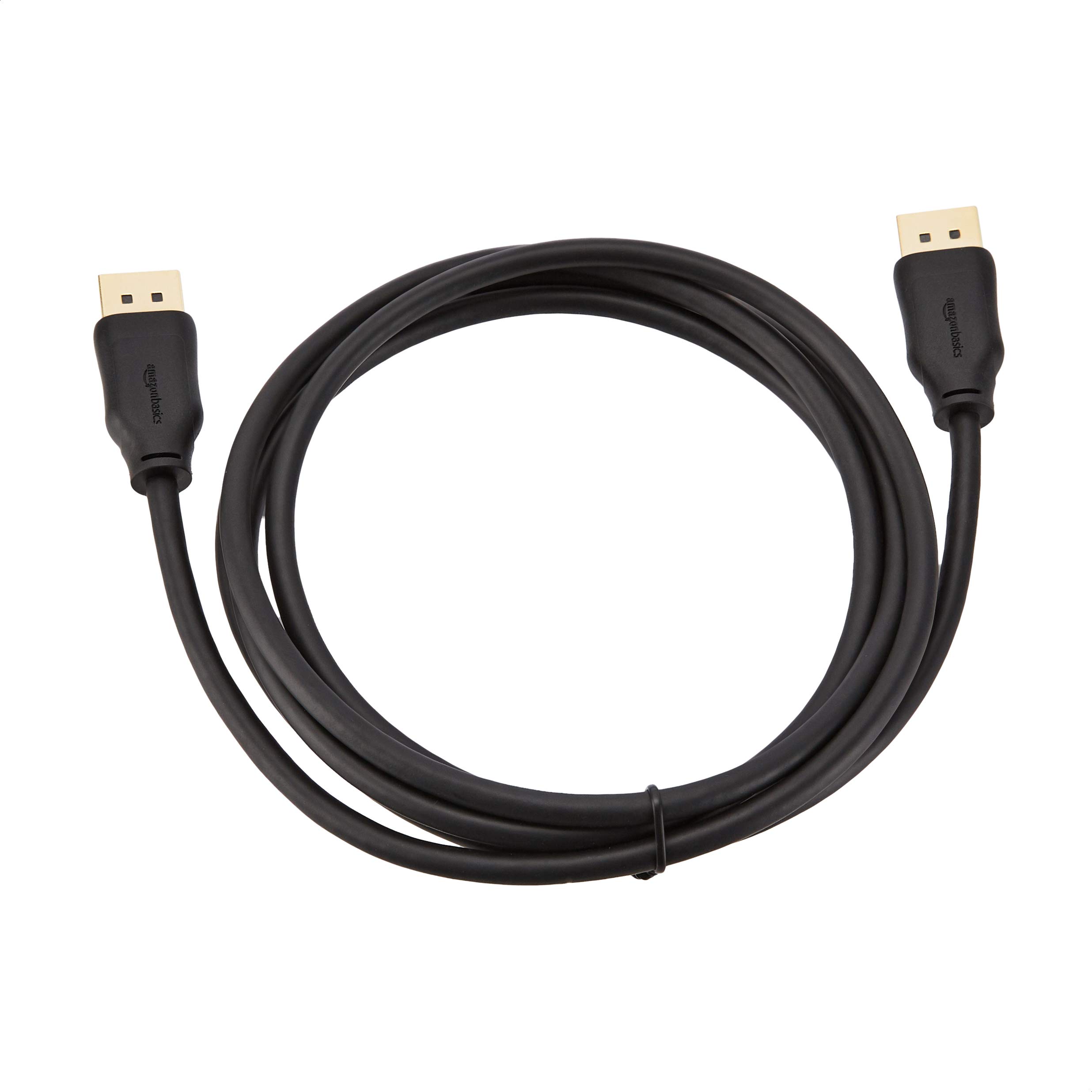 Amazon Basics DisplayPort to DisplayPort Cable 6 Feet (1.8m) - 4K Ultra HD, 144Hz, HDR, 52 Count - High Speed Braided Black Cable for Gaming PC, Monitor, Laptop, Workstation - Home & Office Use