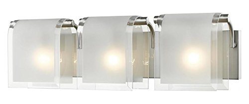 Zephyr 3-Light Brushed Nickel Bathroom Vanity Light with Clear Beveled & Frosted Glass Shades - Perfect for Master Bath, Powder Room, and Dressing Area Lighting