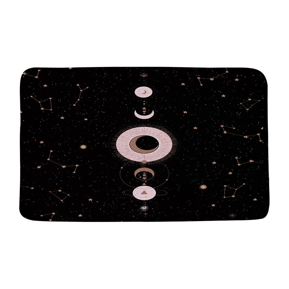 Celestial Astrology Bath Mat - Soft & Absorbent Constellation Moon Phase Design for Bathroom & Kitchen Floor - Perfect for Spa, Meditation & Boho Home Decor