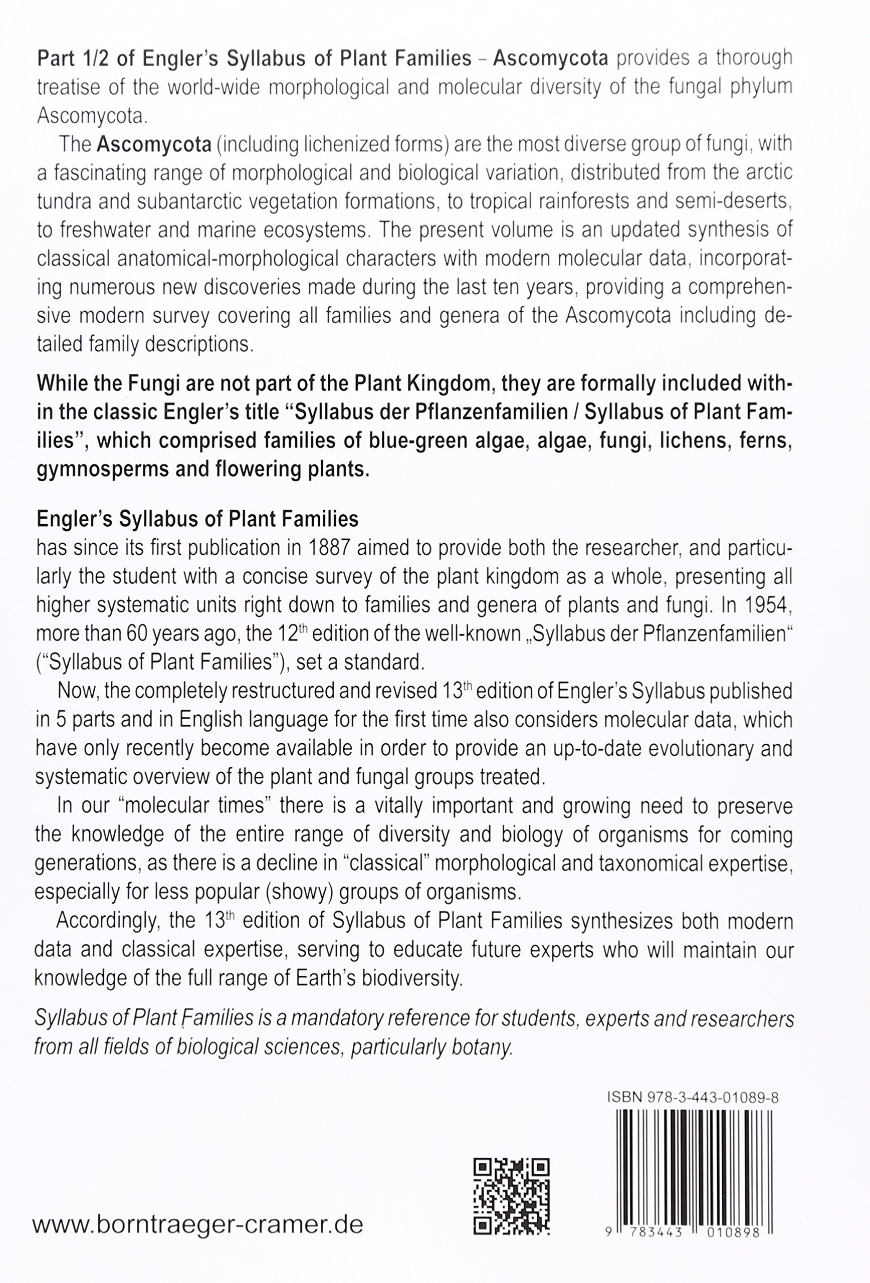 A. Engler's Syllabus of Plant Families Part 1/2: Ascomycota - Comprehensive Guide to Fungal Taxonomy | Perfect for Botany Students, Researchers & Mycologists
