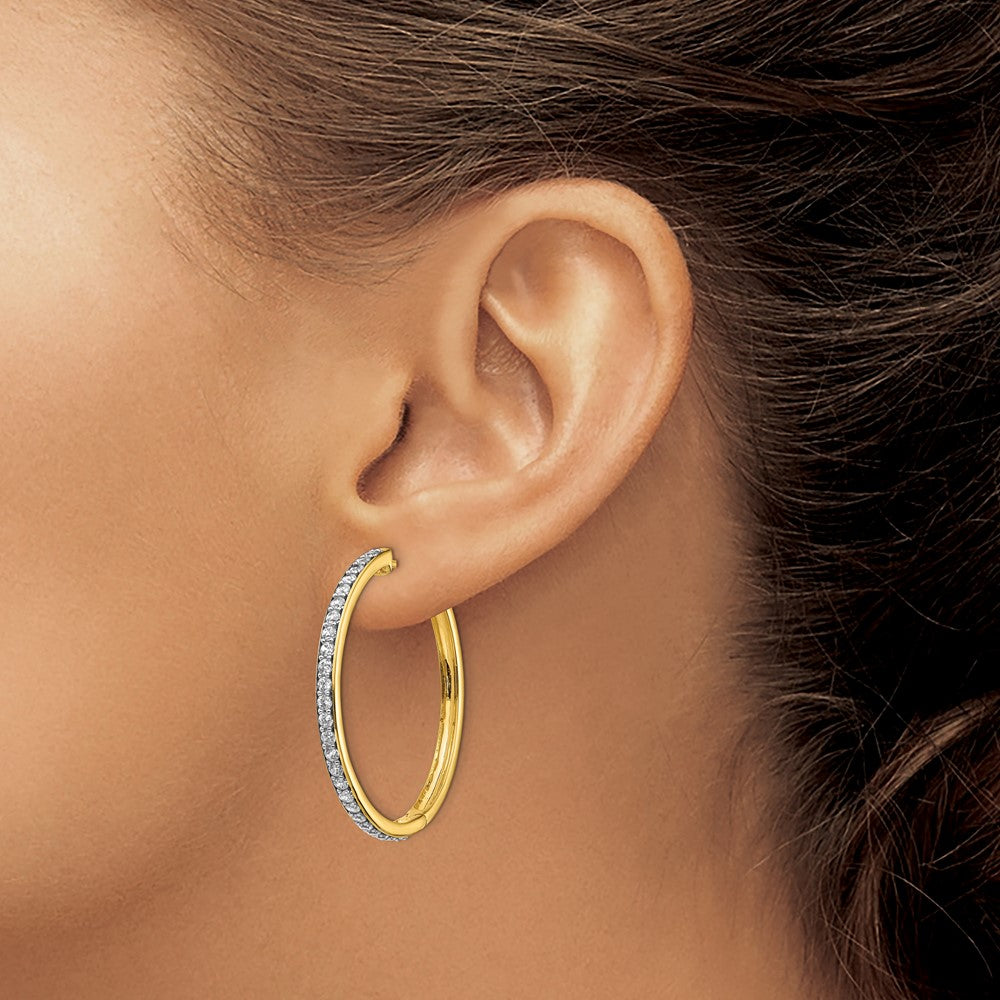 14K Gold Diamond Hinged Hoop Earrings - EM4268 125 YA | Elegant Dangle Earrings for Women | Perfect for Weddings, Parties & Everyday Wear